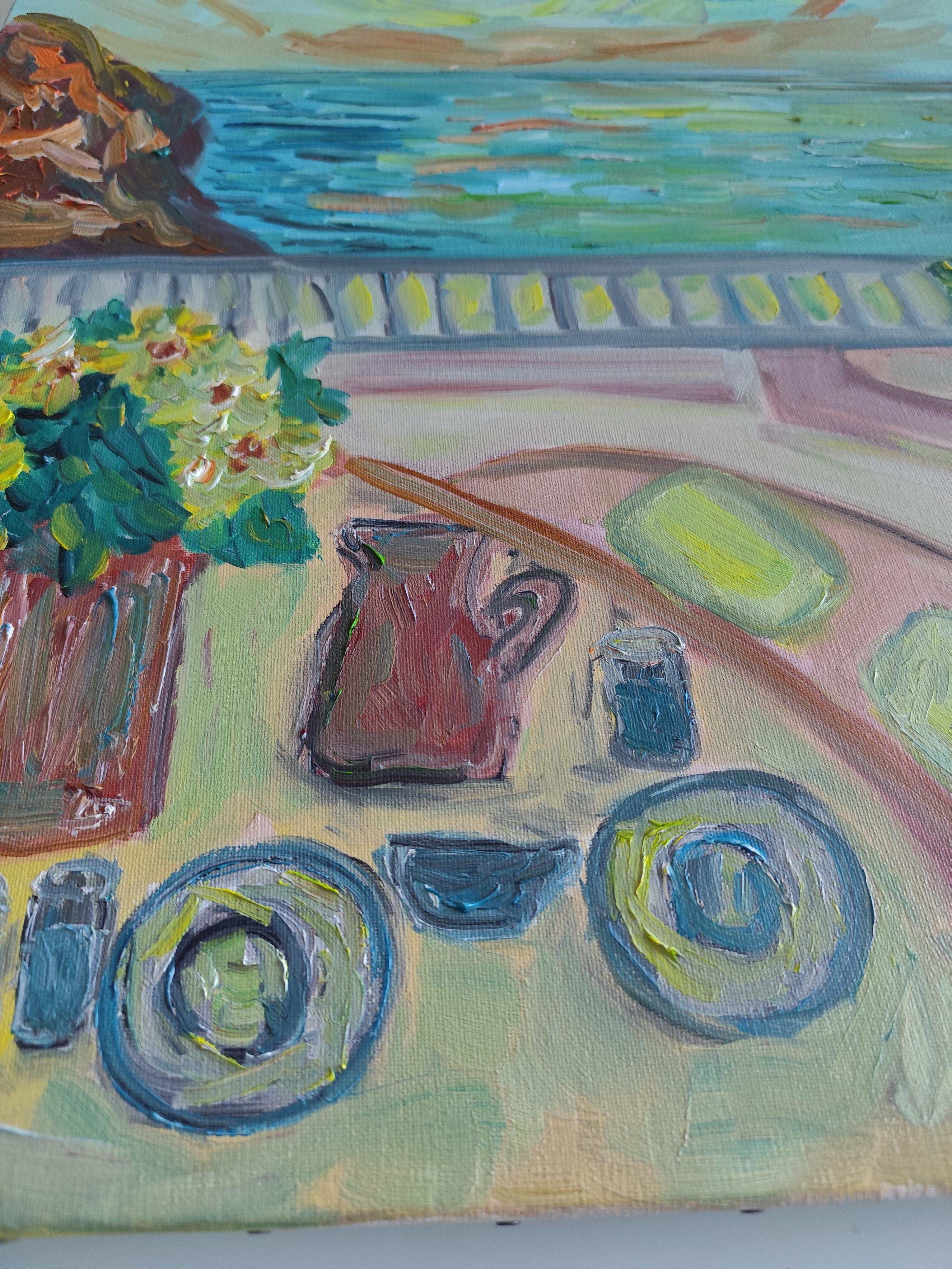 Peinture à l'huile impressionniste expressive de paysage de nature sur cavnas Provence France en vente 14