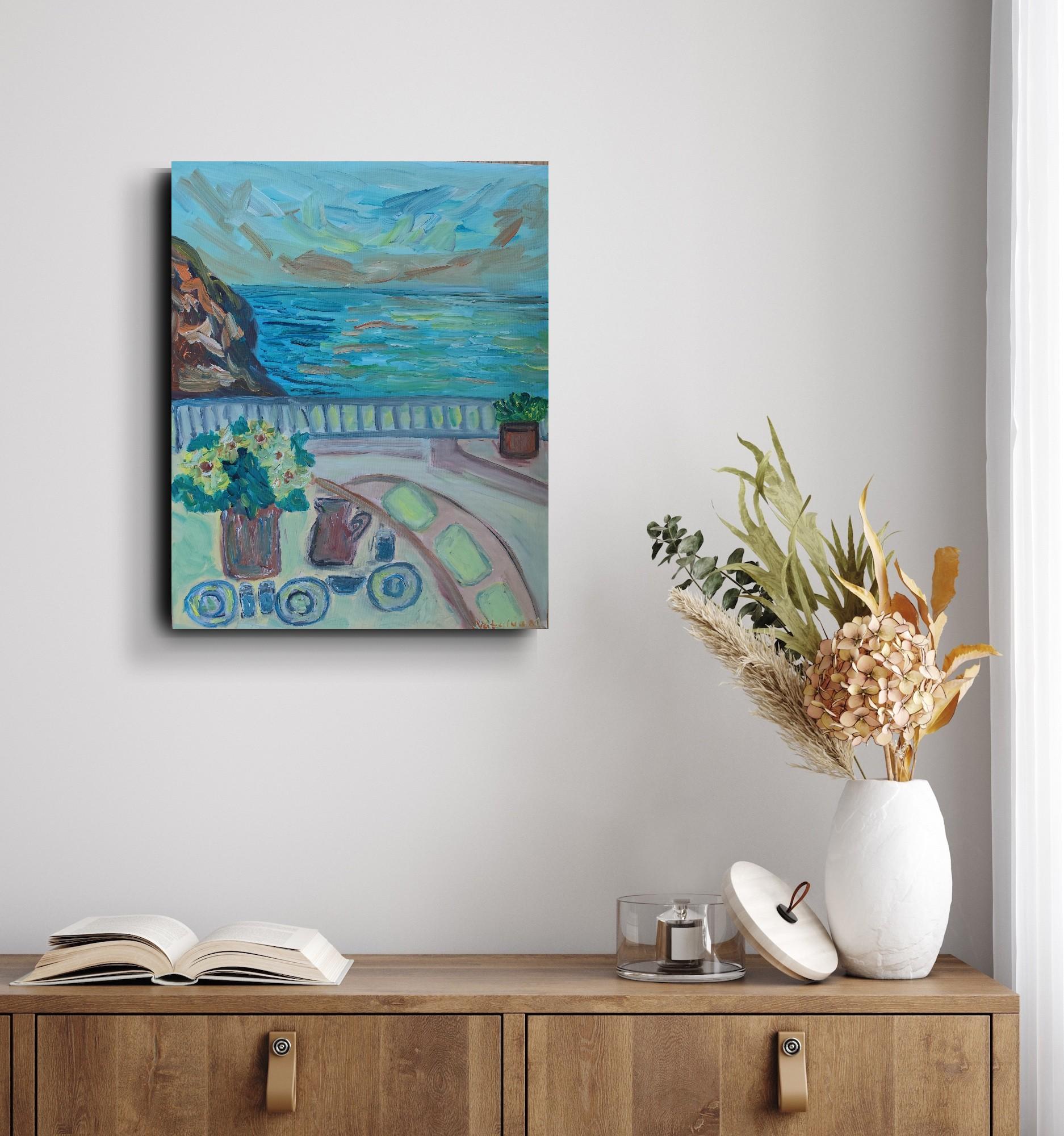 Peinture à l'huile impressionniste expressive de paysage de nature sur cavnas Provence France en vente 2