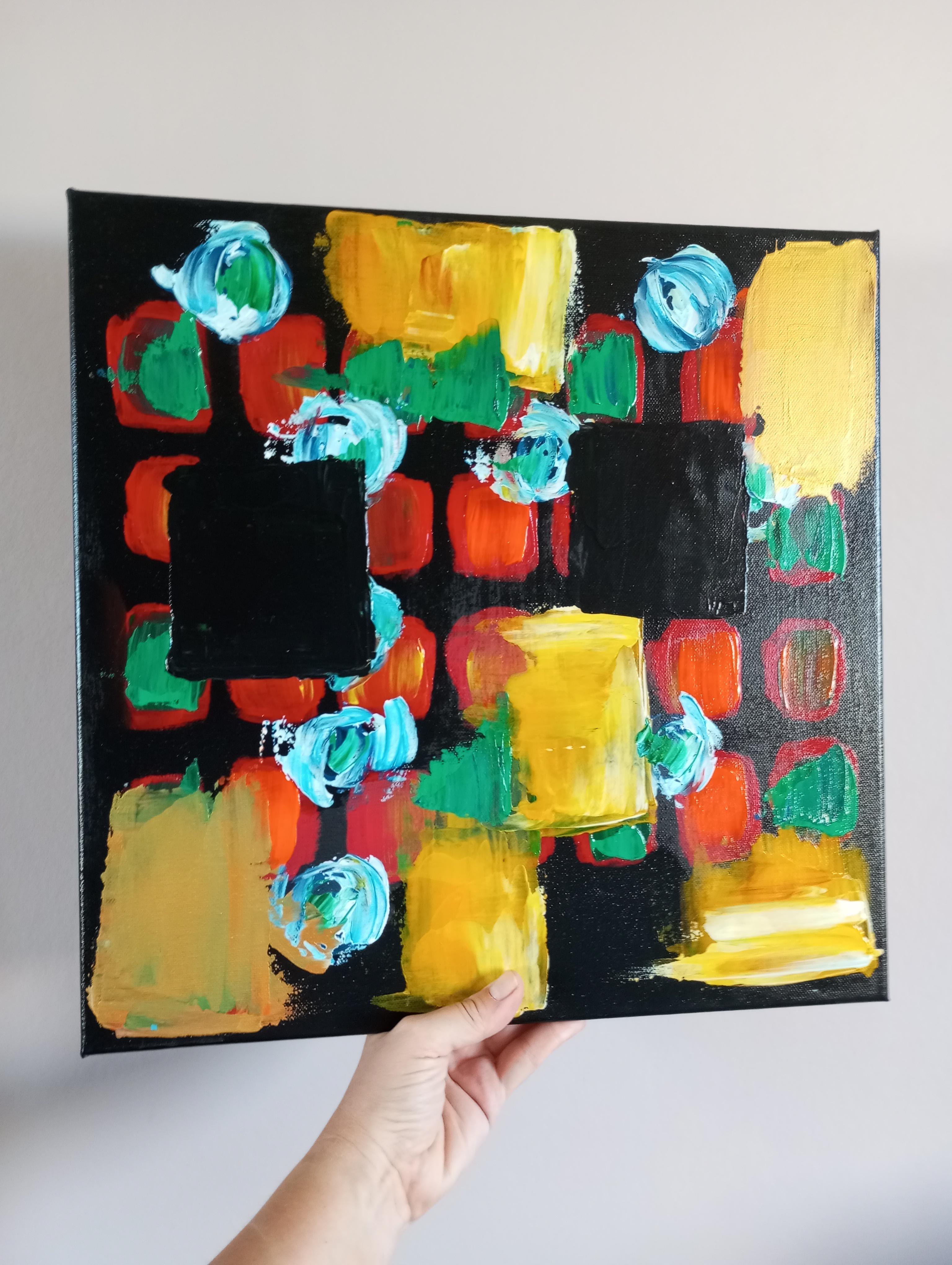 Diptychon  (zwei Leinwände) abstrakt, lebendig, abstrakt  Innenmalerei  