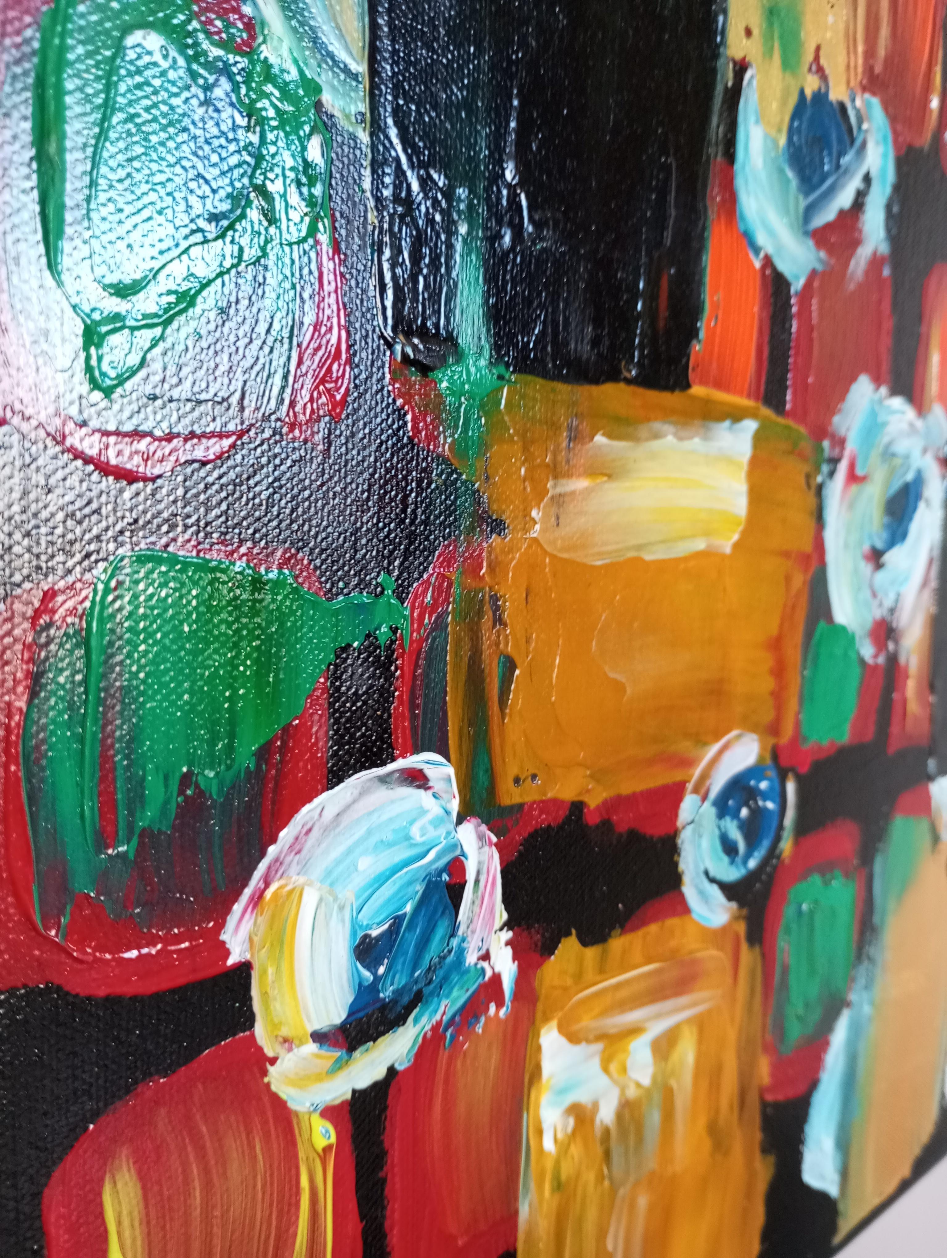 Diptychon  (zwei Leinwände) abstrakt, lebendig, abstrakt  Innenmalerei  