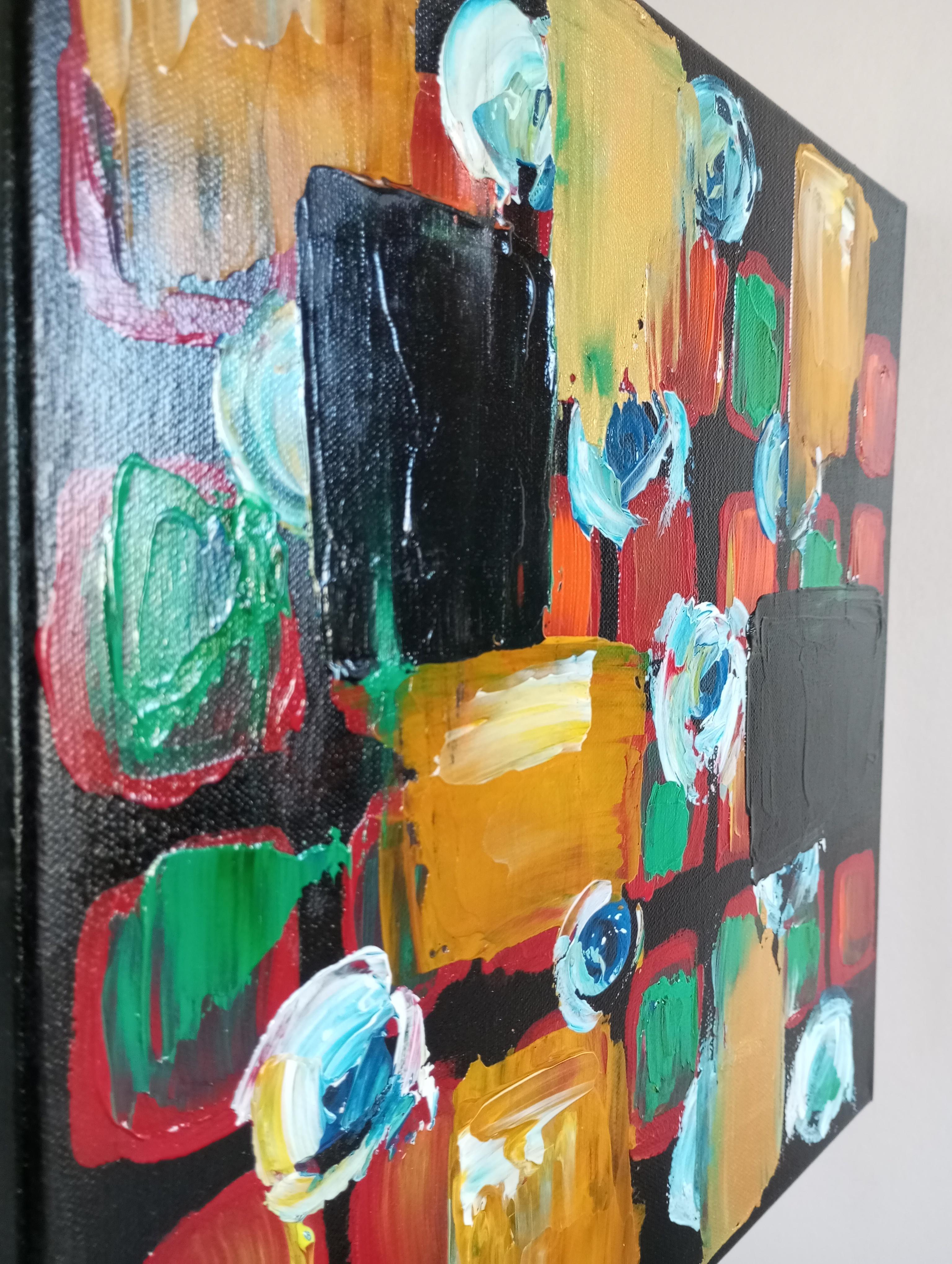 Diptychon  (zwei Leinwände) abstrakt, lebendig, abstrakt  Innenmalerei  