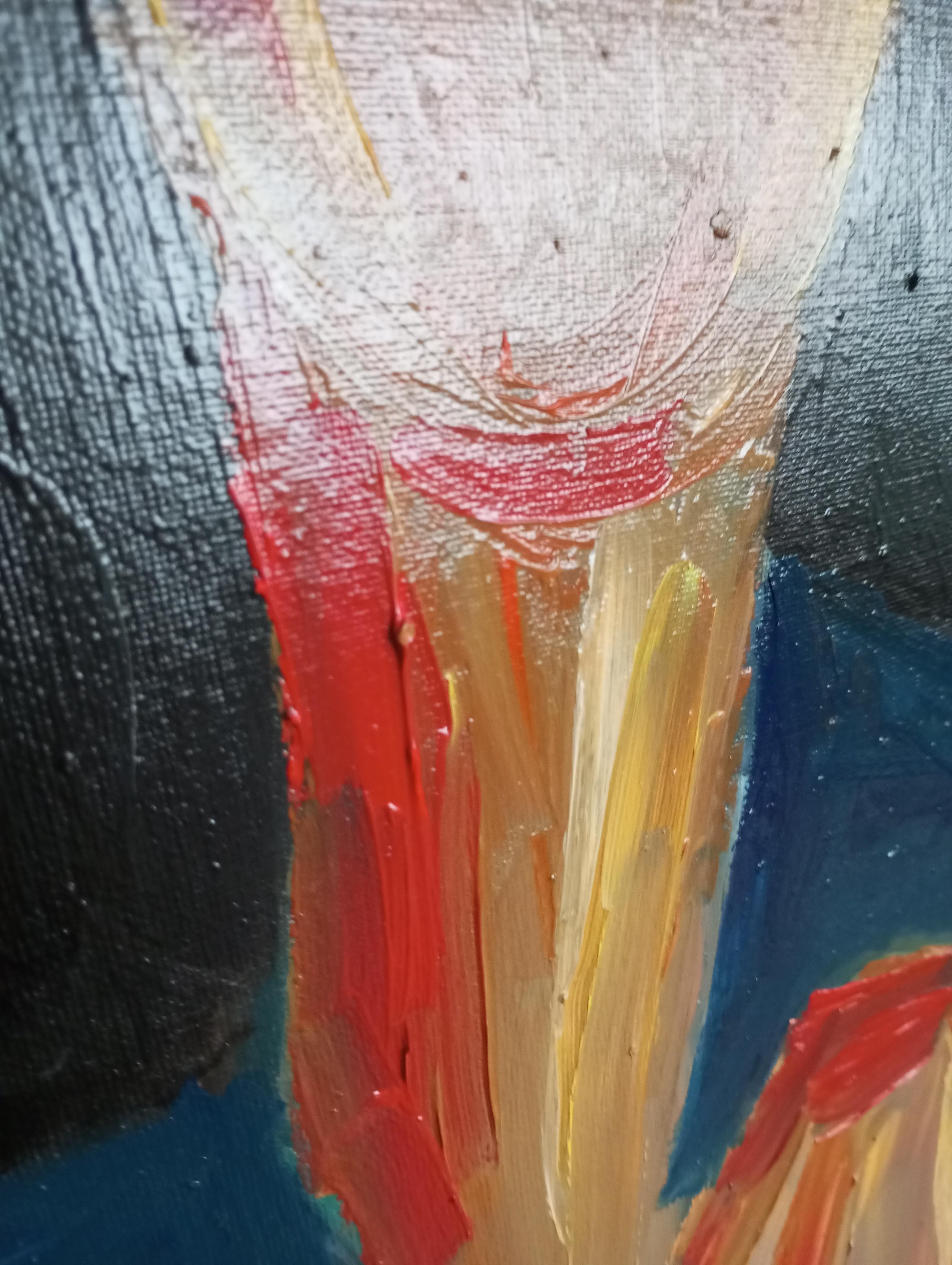 Contemporary expressive figurative Porträt Ölgemälde einer Frau auf Leinwand im Angebot 5