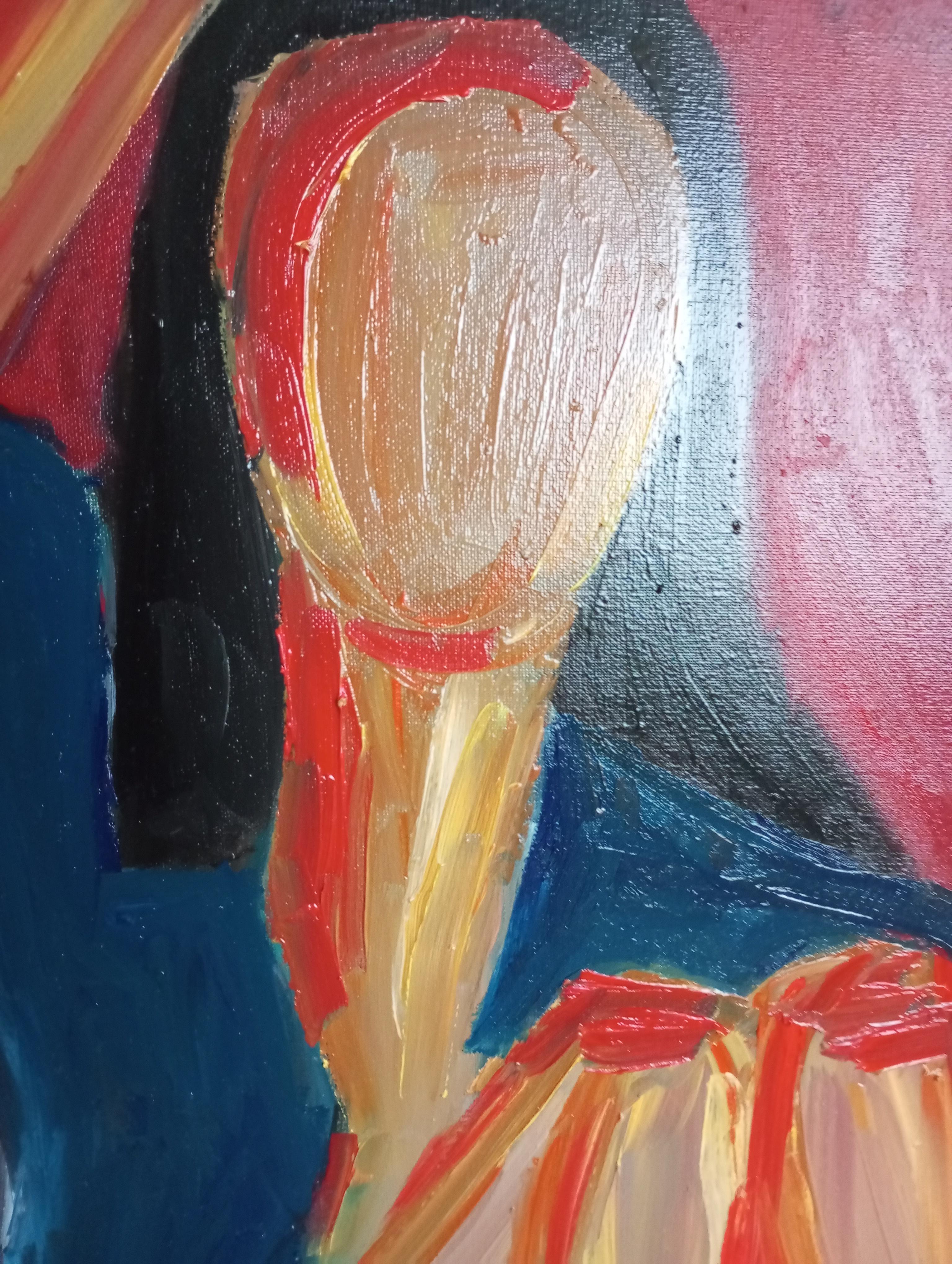 Contemporary expressive figurative Porträt Ölgemälde einer Frau auf Leinwand im Angebot 10