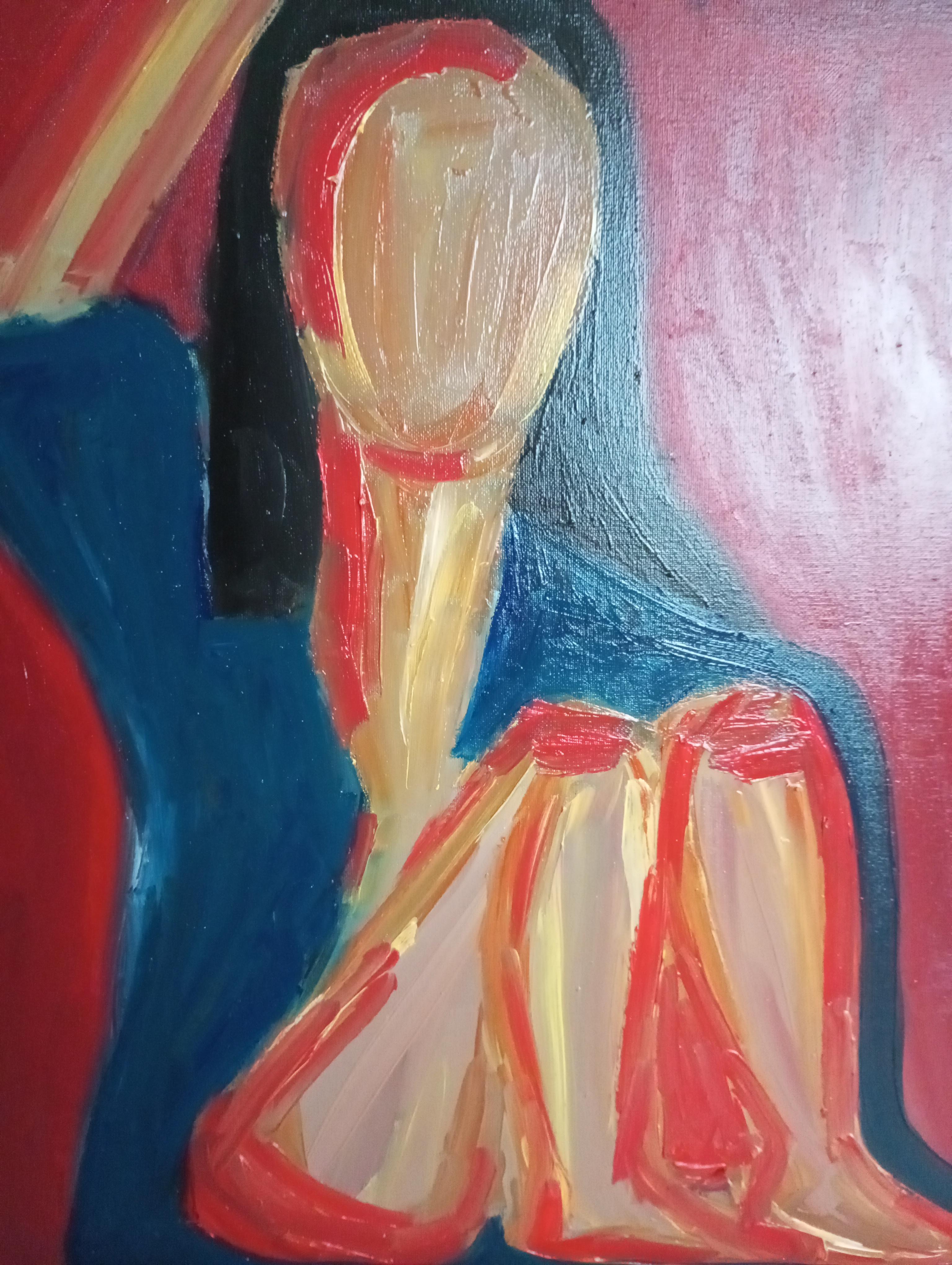 Contemporary expressive figurative Porträt Ölgemälde einer Frau auf Leinwand im Angebot 11