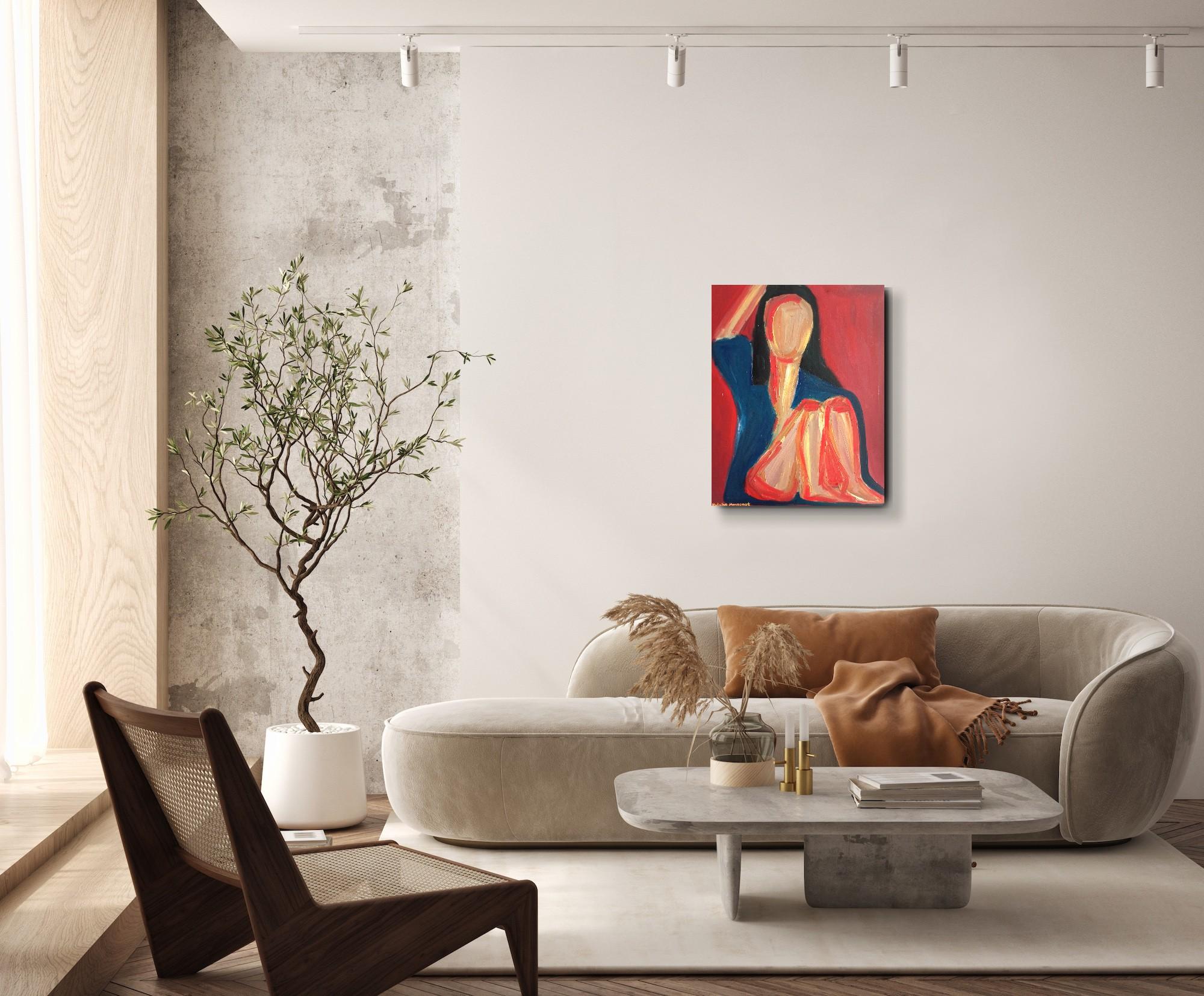 Contemporary expressive figurative Porträt Ölgemälde einer Frau auf Leinwand – Painting von Natalya Mougenot 