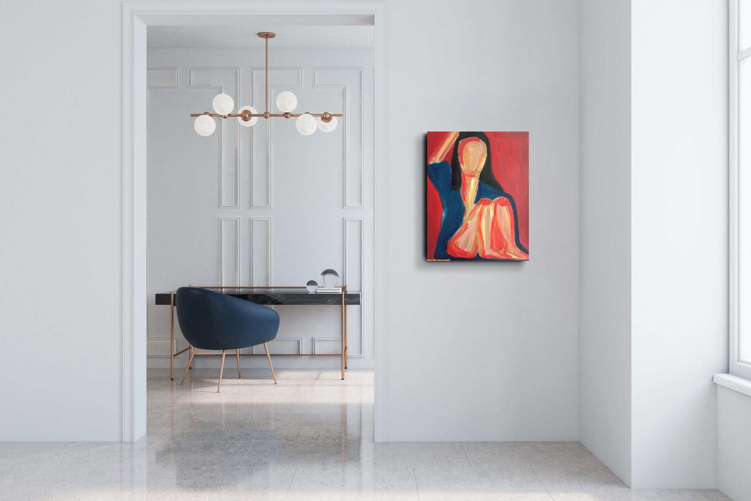 Contemporary expressive figurative Porträt Ölgemälde einer Frau auf Leinwand (Zeitgenössisch), Painting, von Natalya Mougenot 