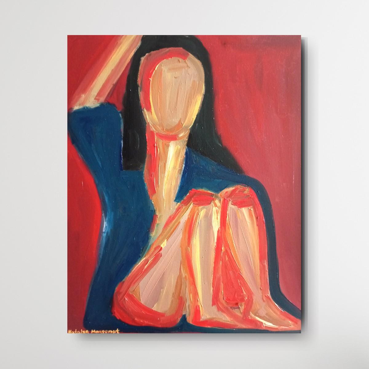Contemporary expressive figurative Porträt Ölgemälde einer Frau auf Leinwand im Angebot 4
