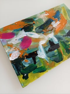 "Embracing life" (abstract expessive colorful acrylic painting on cardboard)