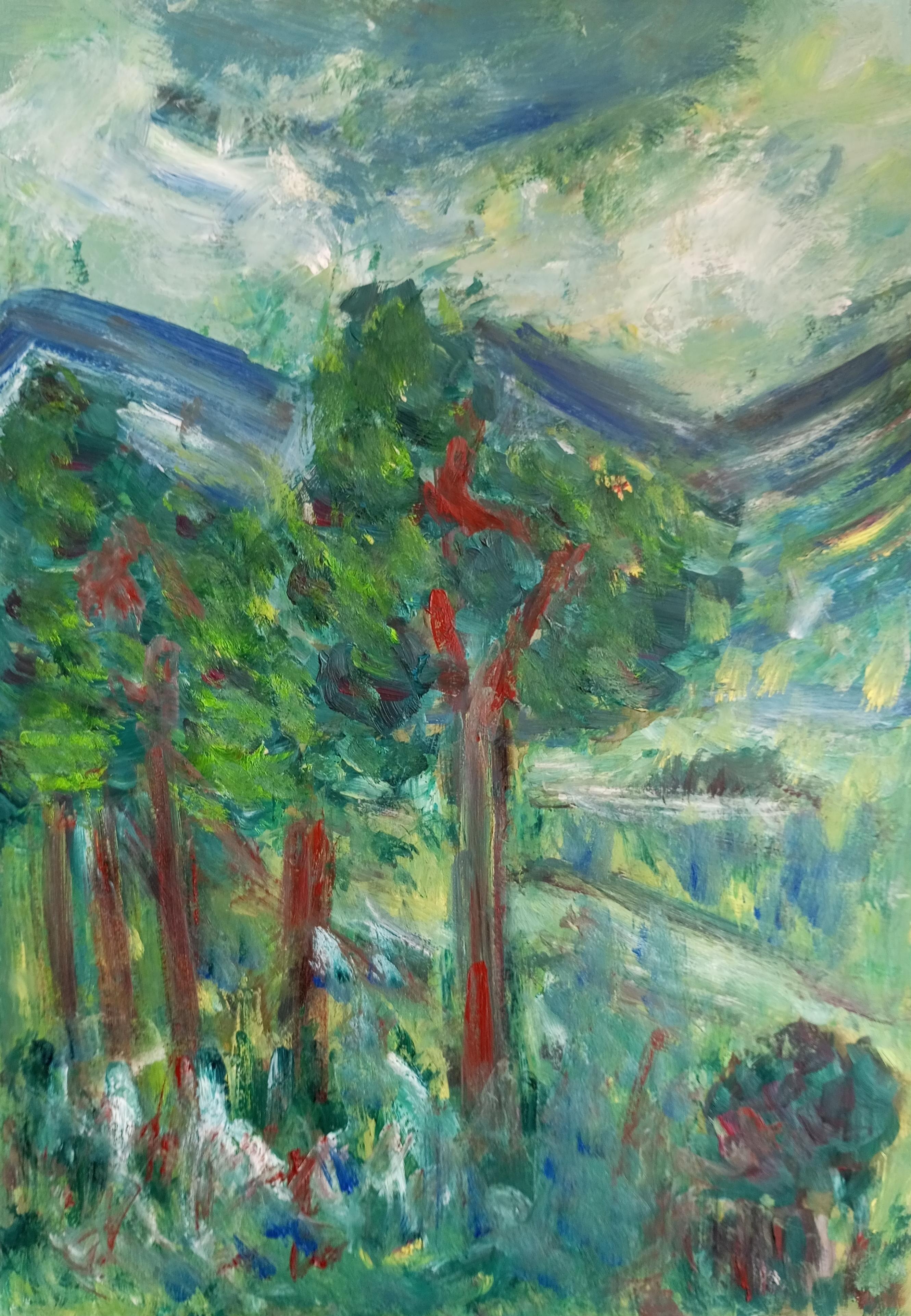 Natalya Mougenot  Landscape Painting - "Enchanting forest"