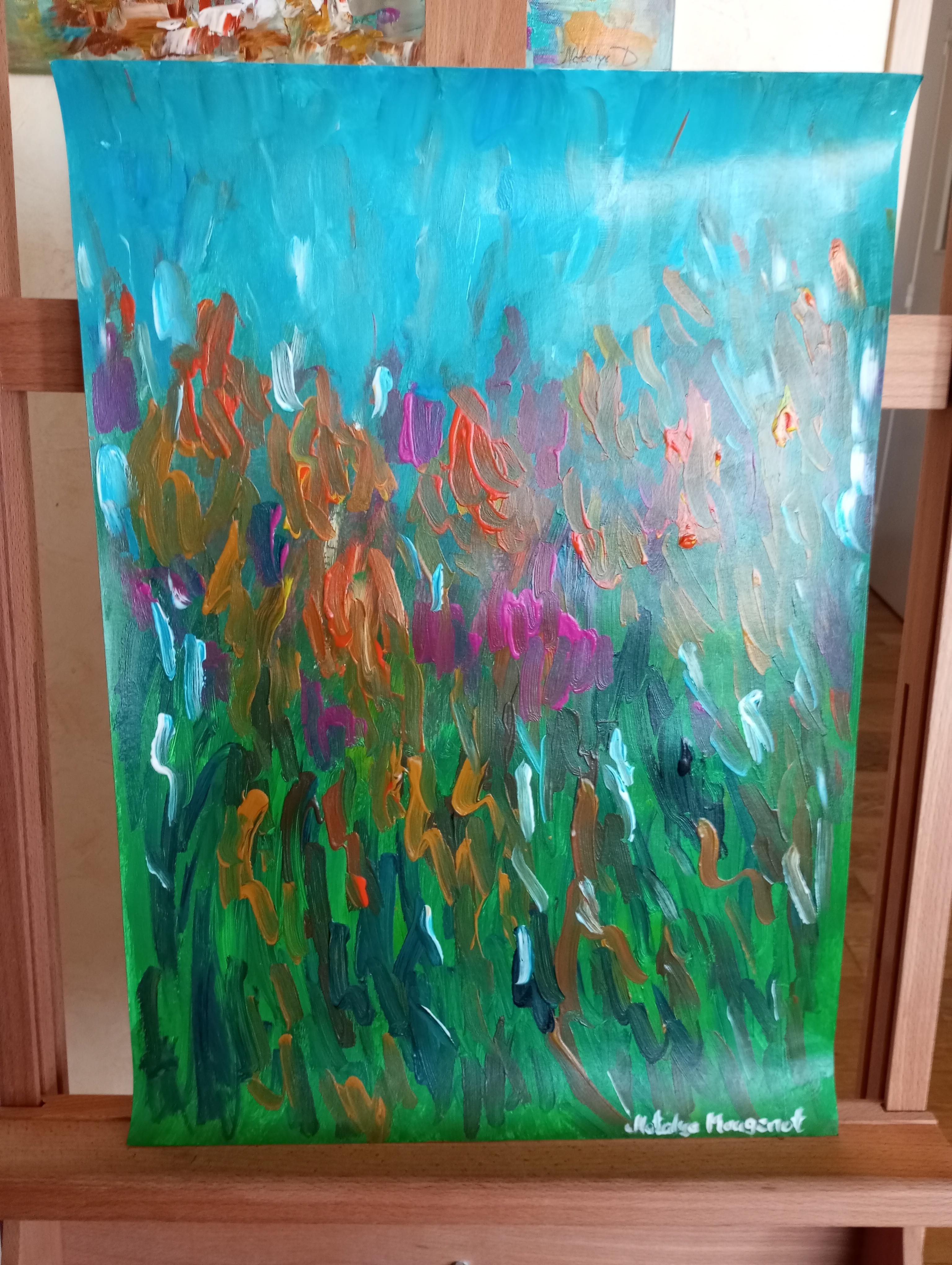 Pintura expresiva de colores vibrantes 