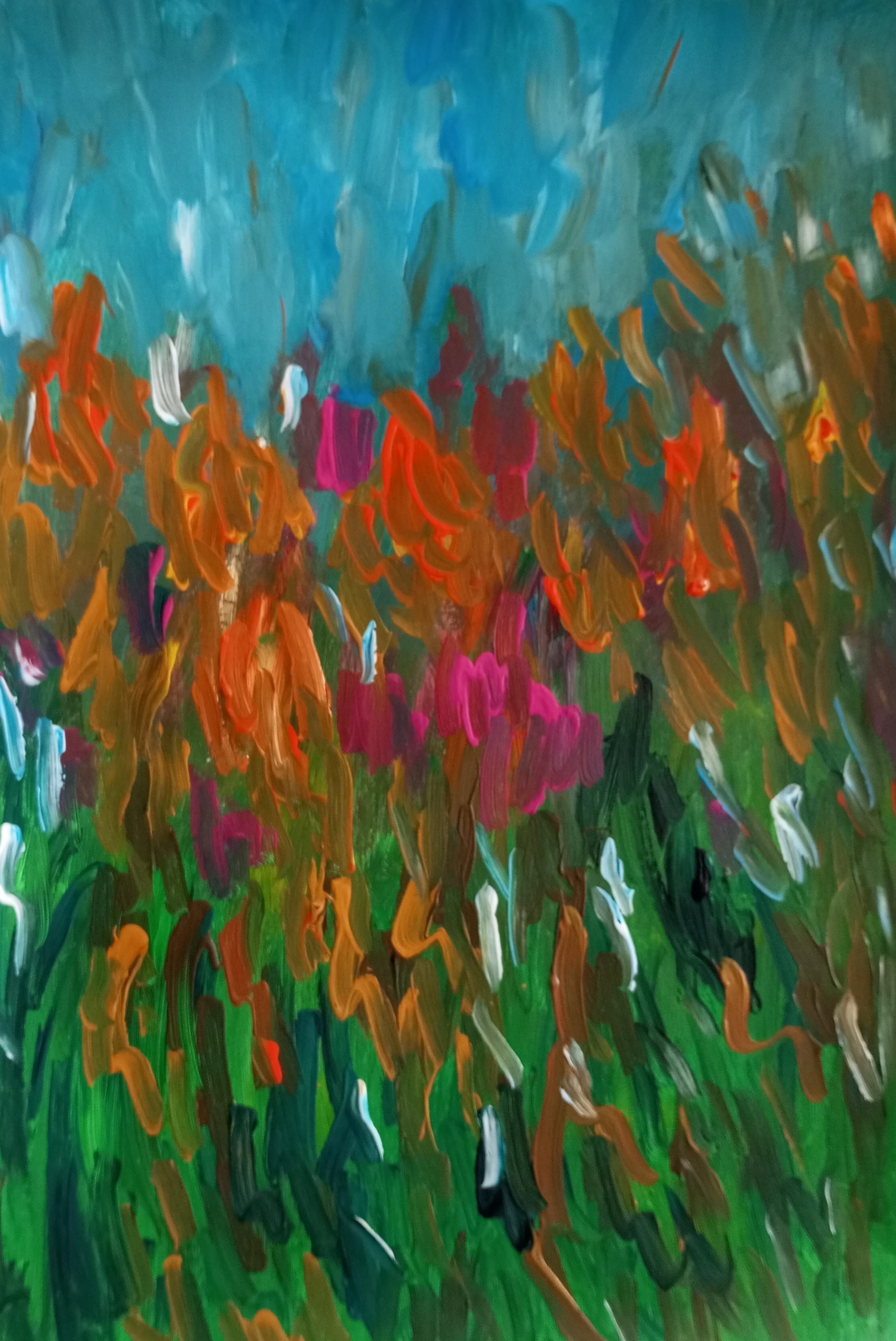 Abstract Drawing de Natalya Mougenot  - Pintura expresiva de colores vibrantes "Energía de la Naturaleza"
