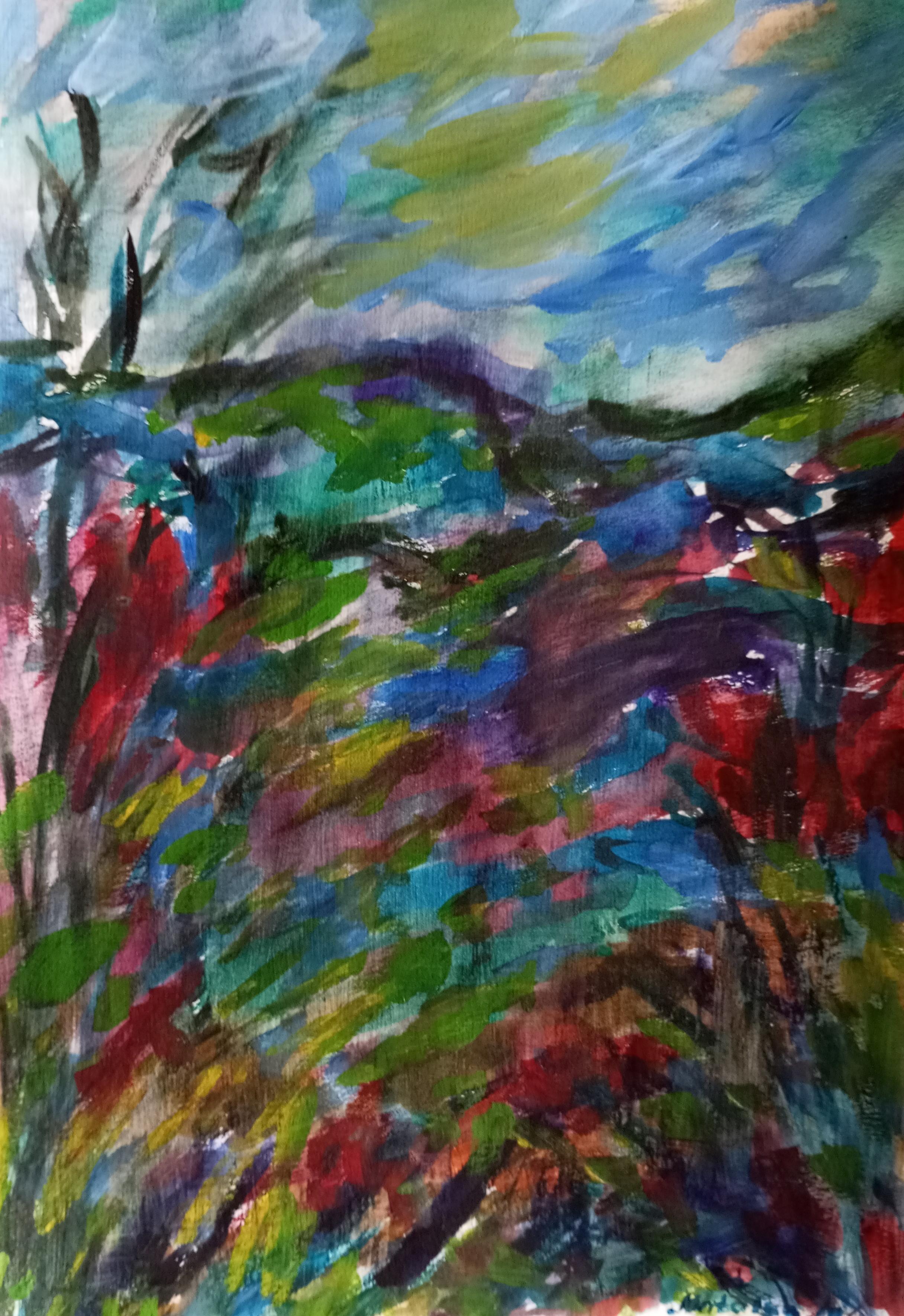 Landscape Painting de Natalya Mougenot  - "Evidencia" ( paisaje contemporáneo de naturaleza semi&abstracta)