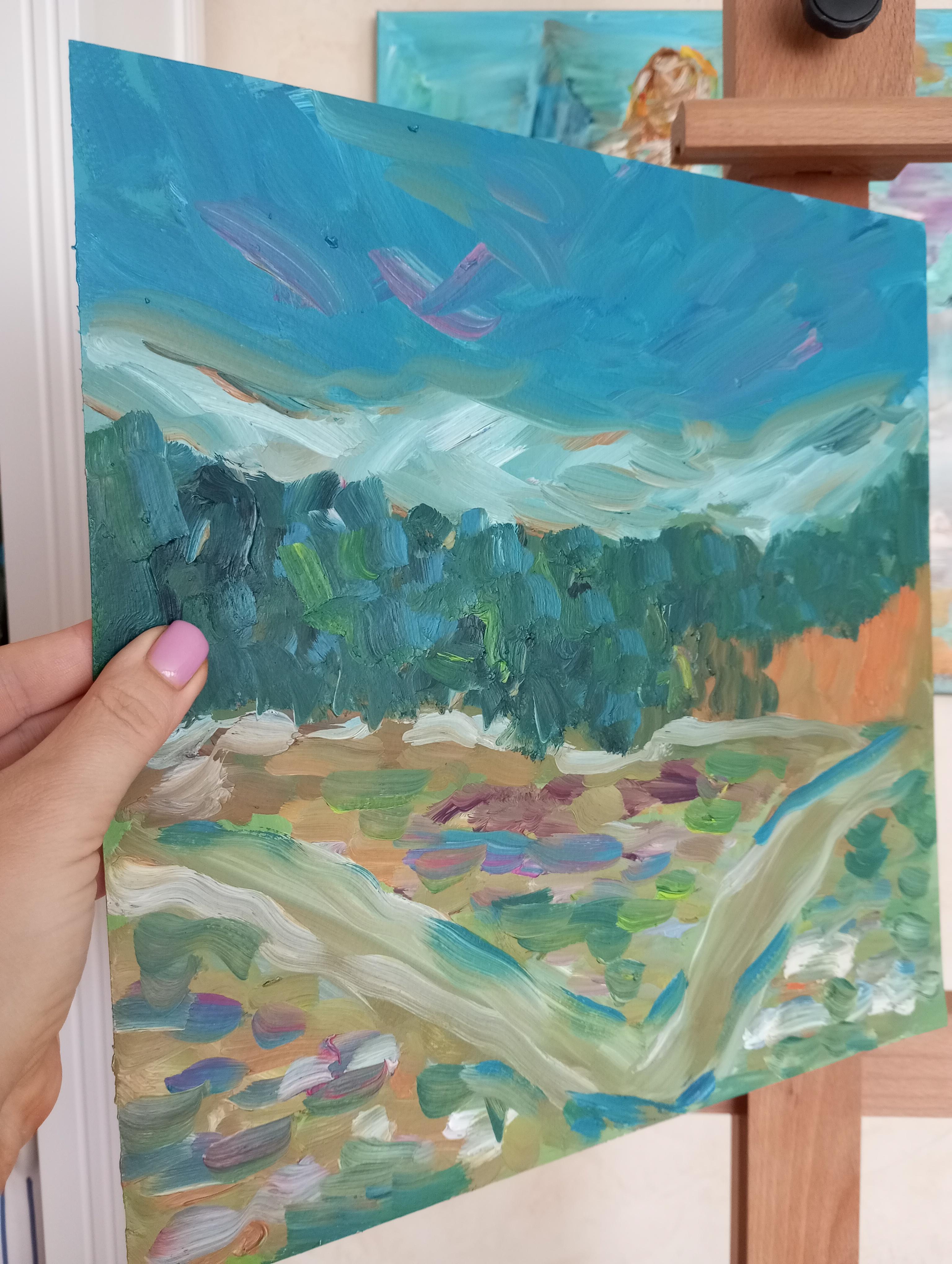 Expressionistisches impressionistisches Gemälde einer Landschaft „Close to nature“ im Angebot 6