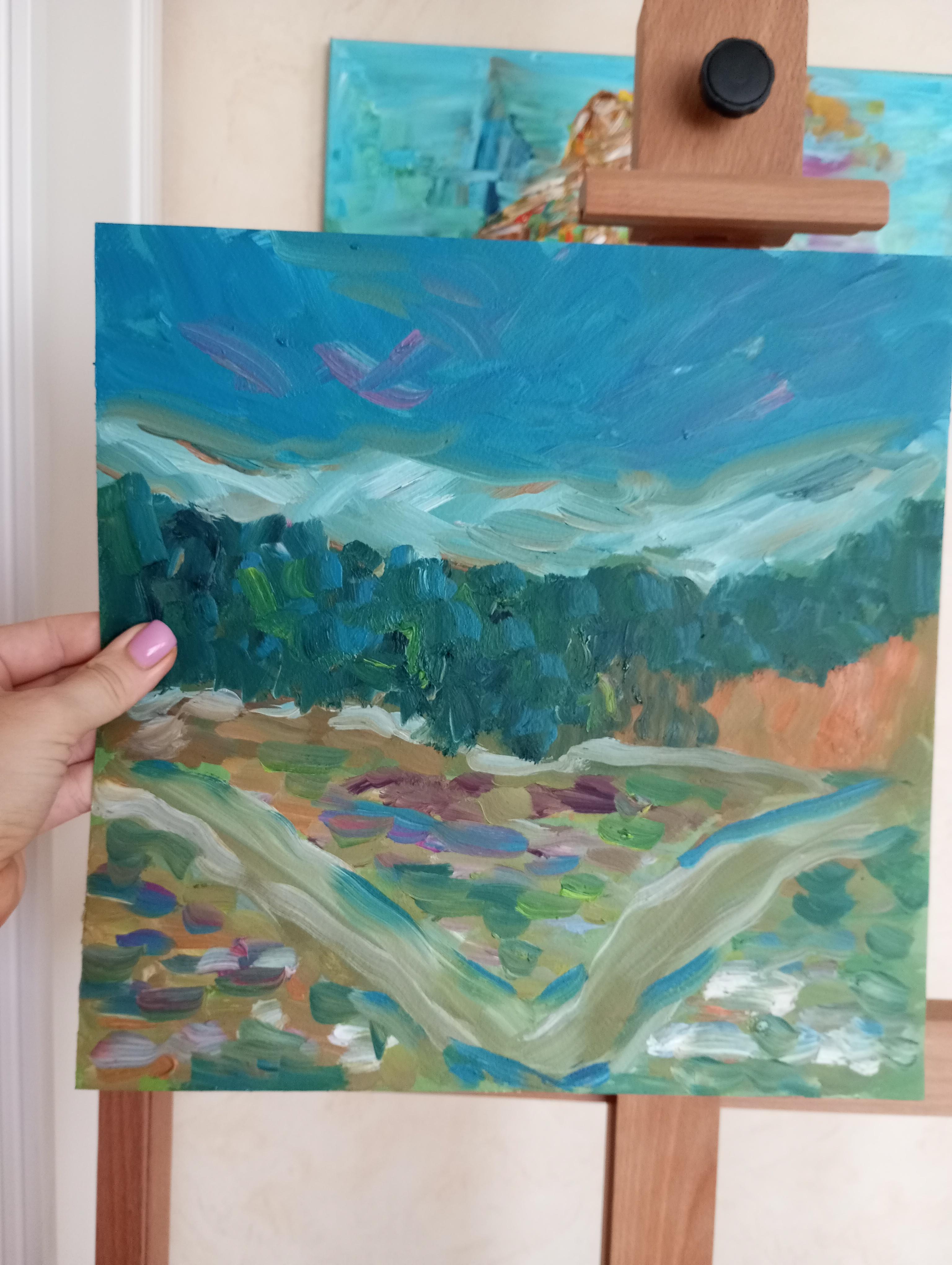 Expressionistisches impressionistisches Gemälde einer Landschaft „Close to nature“ im Angebot 7