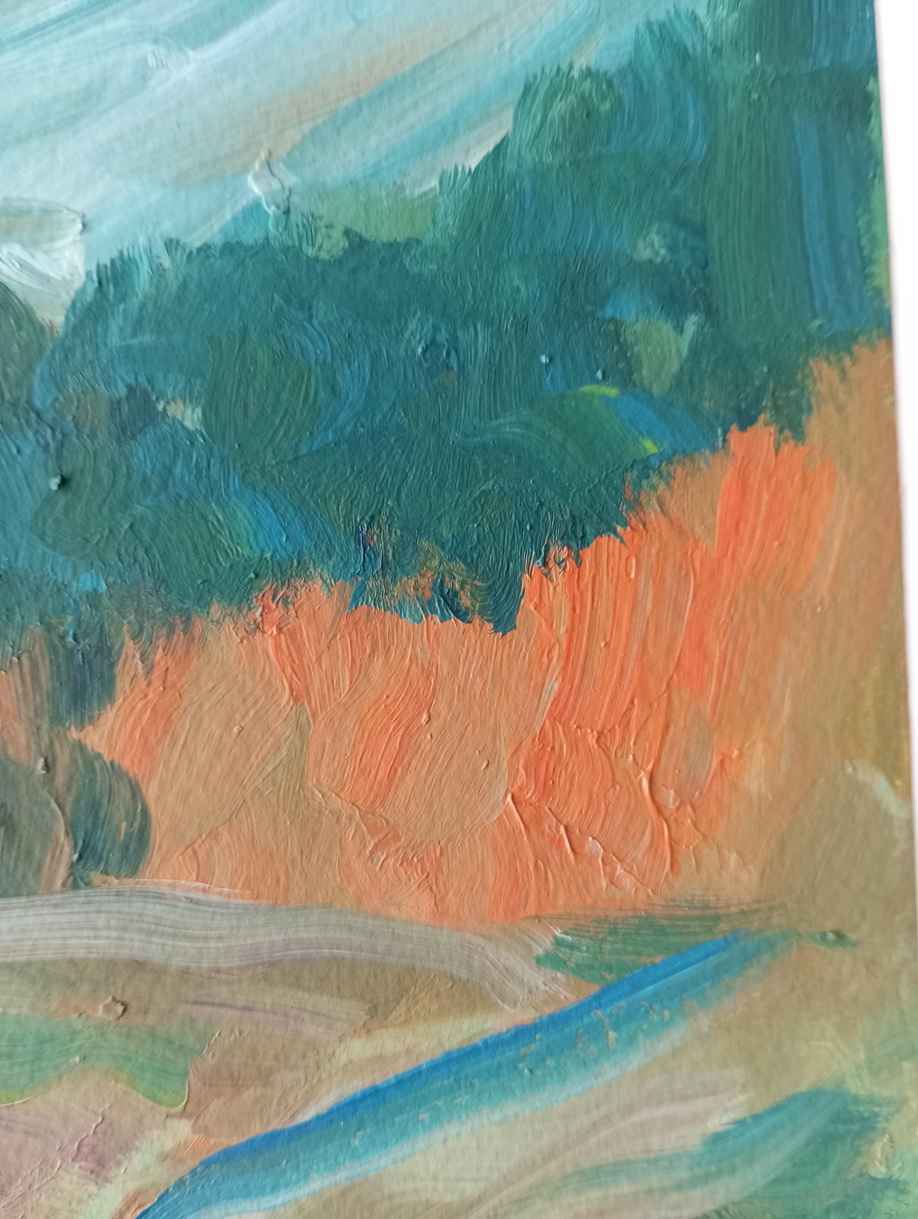 Expressionistisches impressionistisches Gemälde einer Landschaft „Close to nature“ im Angebot 10