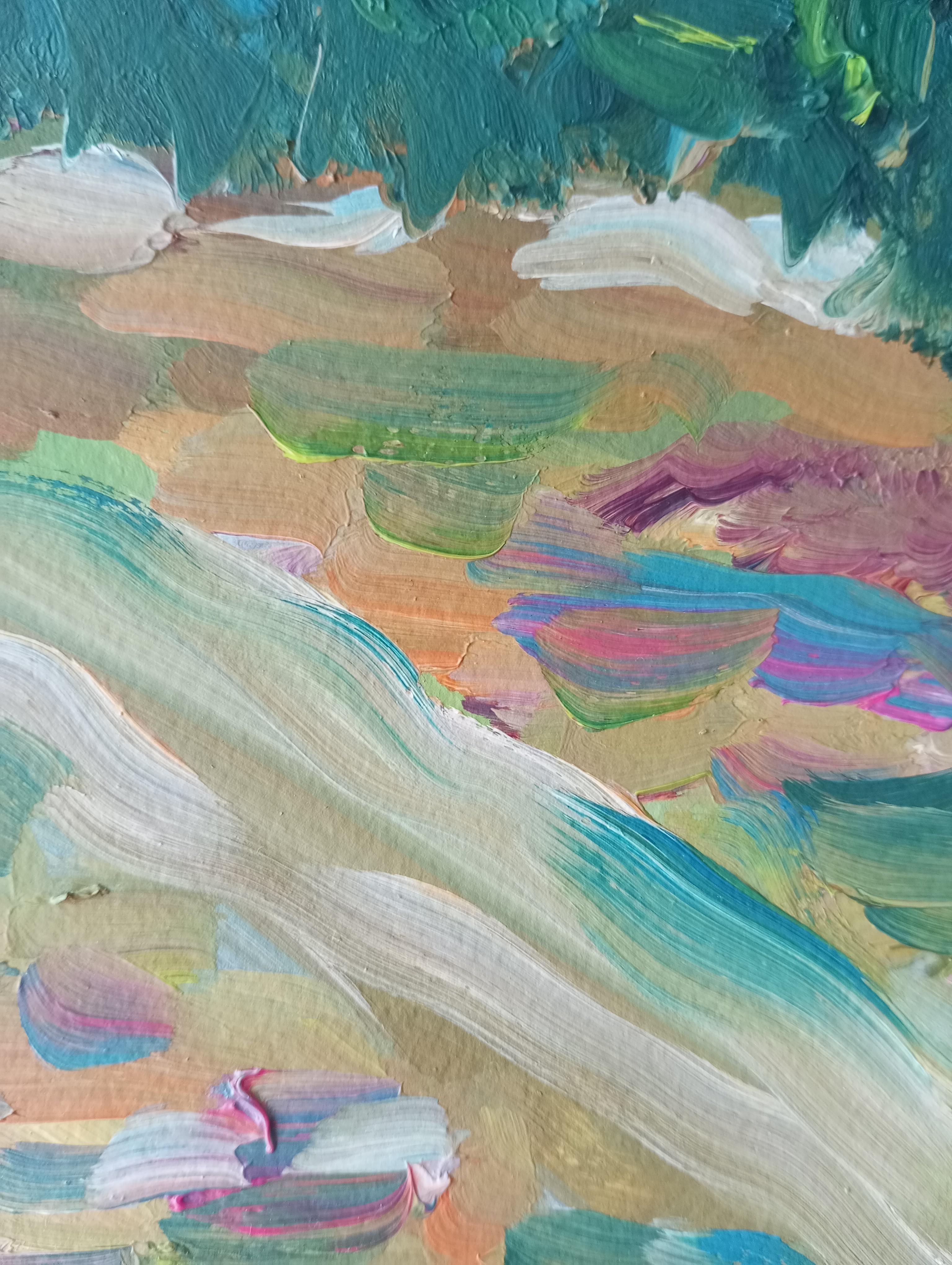 Expressionistisches impressionistisches Gemälde einer Landschaft „Close to nature“ im Angebot 11