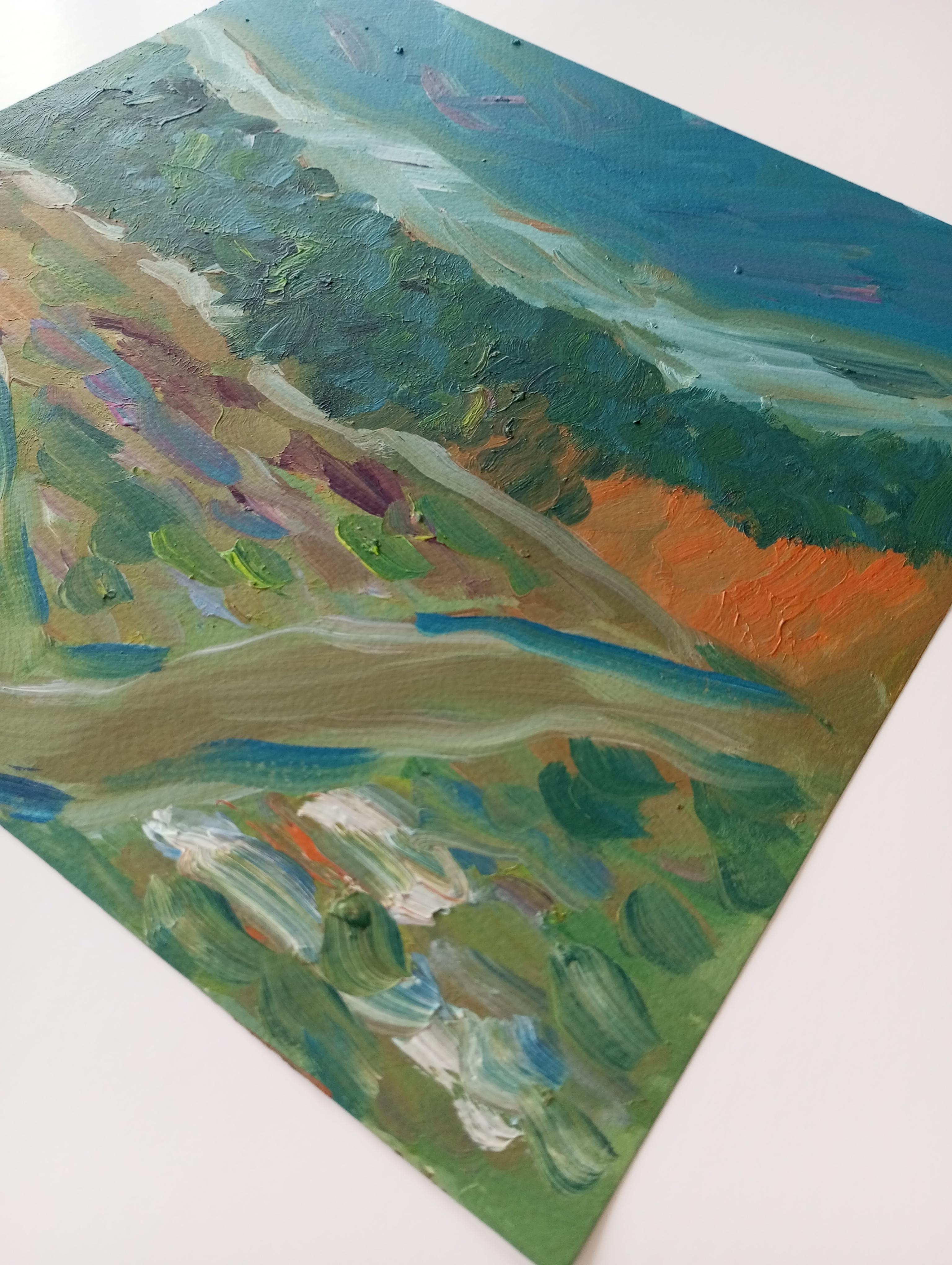Expressionistisches impressionistisches Gemälde einer Landschaft „Close to nature“ im Angebot 12
