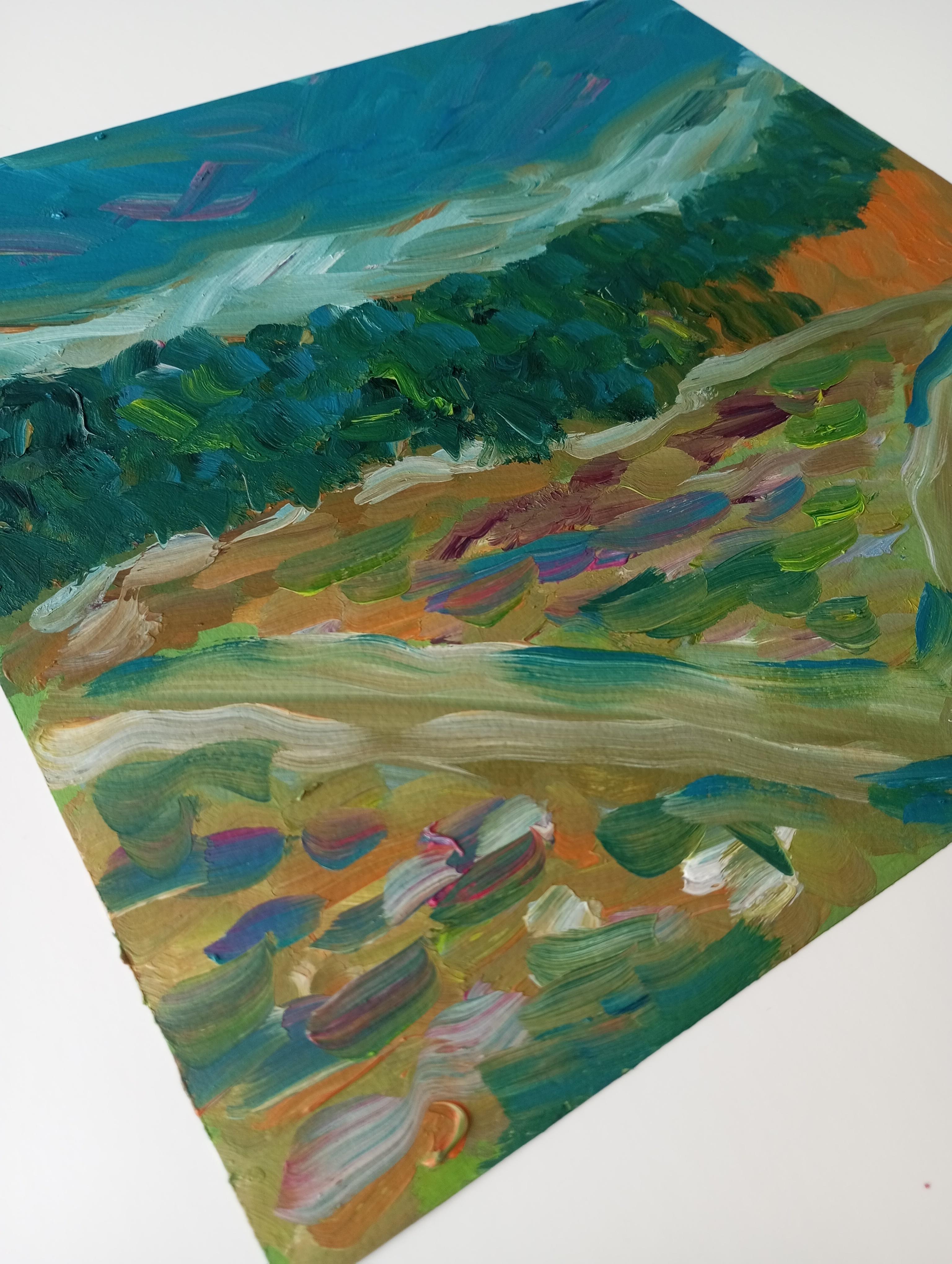 Expressionistisches impressionistisches Gemälde einer Landschaft „Close to nature“ im Angebot 13