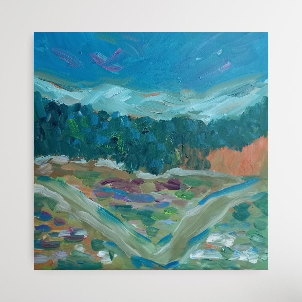 Expressionistisches impressionistisches Gemälde einer Landschaft „Close to nature“ im Angebot 4