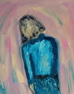 "Facing the world" ( contemporary painting of a woman standing back) 