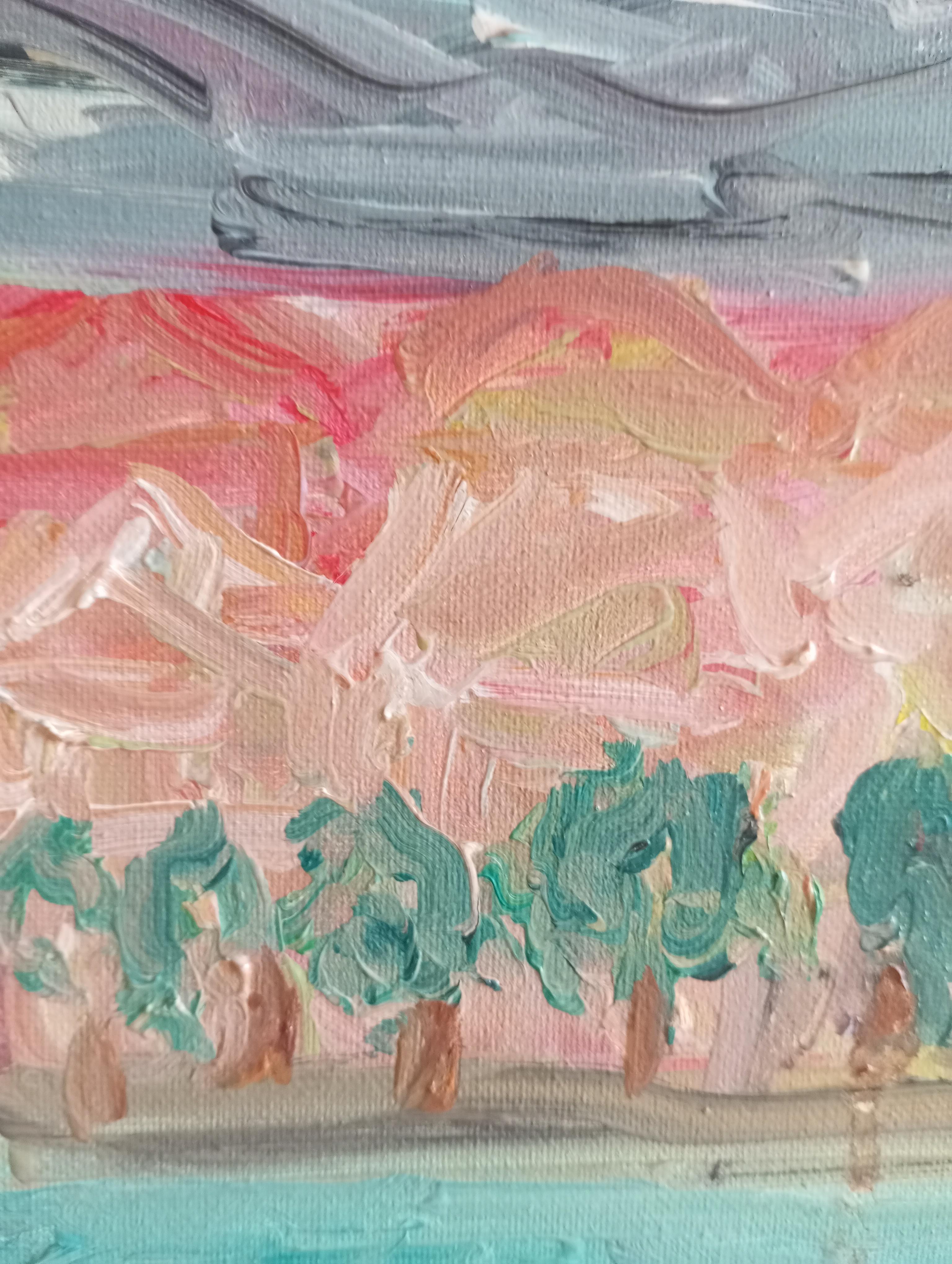 Contemporary impressionist oil painting Seaside South of  France on canvas For Sale 12