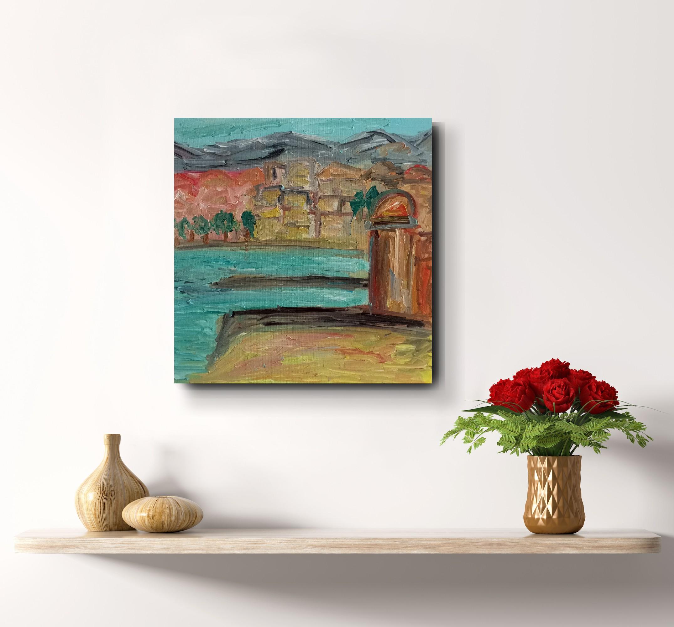 Contemporary impressionist oil painting Seaside South of  France on canvas - Painting by Natalya Mougenot 