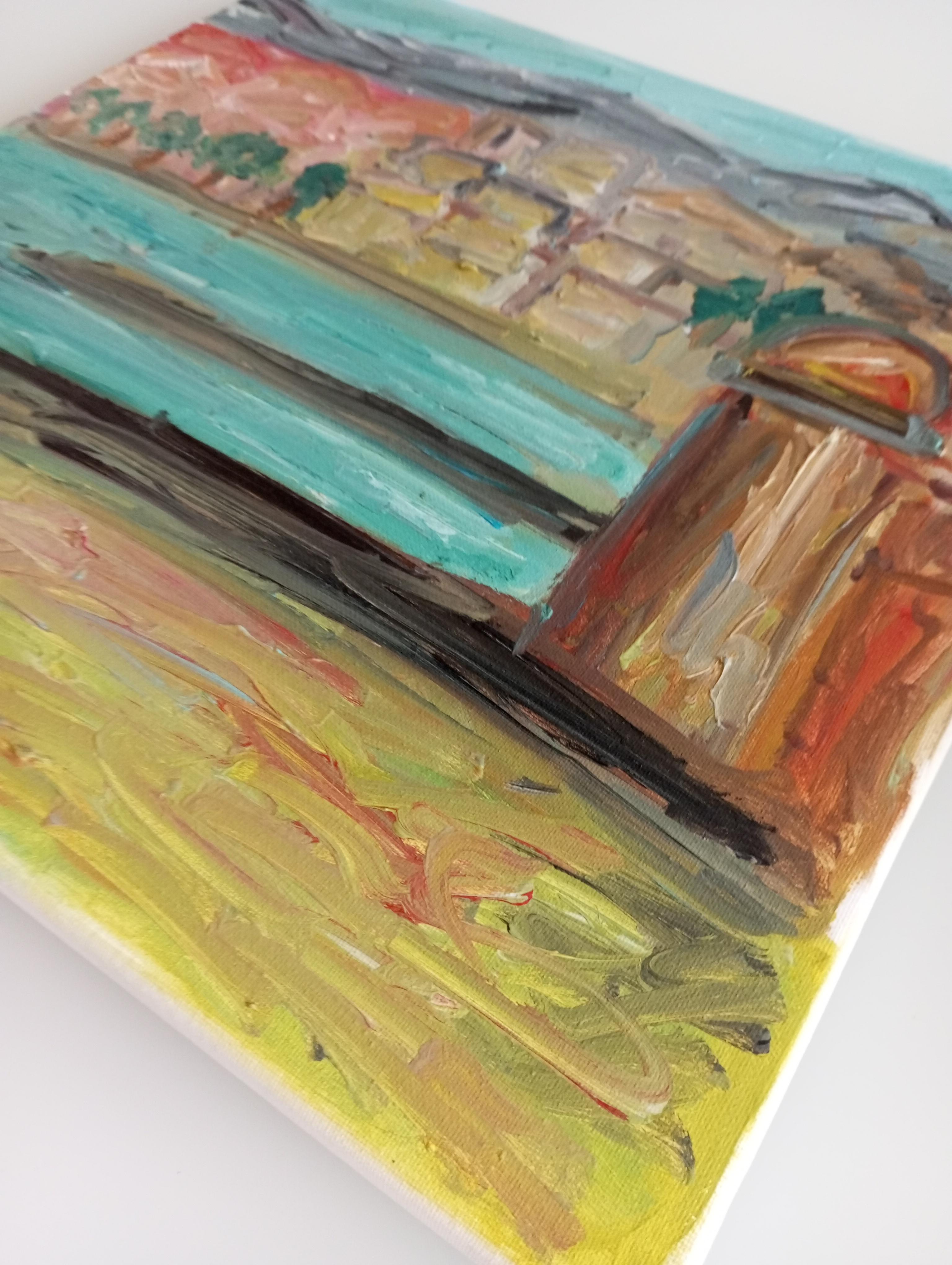 Contemporary impressionist oil painting Seaside South of  France on canvas For Sale 2