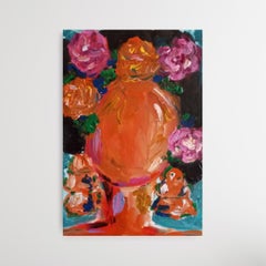 Contemporary abstract portrait Frida Kahlo acrylic on paper "Feminine force"