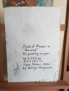 "Field of flowers in the wind" ( expressive semi -abstract oil nature art )