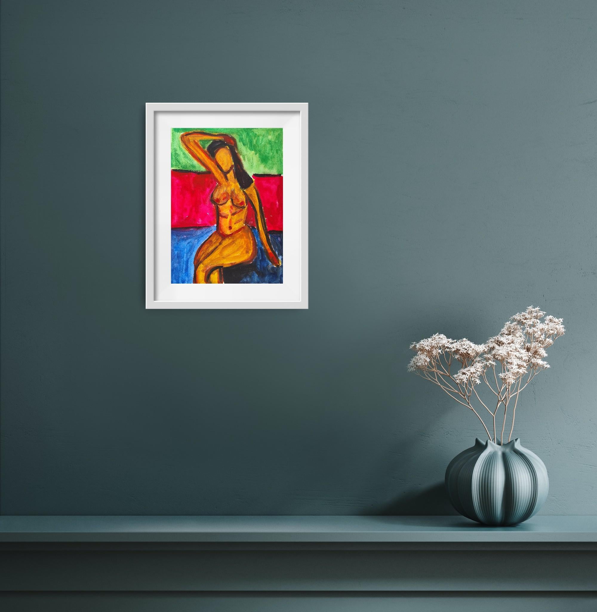 Questo pezzo figurativo contemporaneo con un tocco astratto, intitolato 