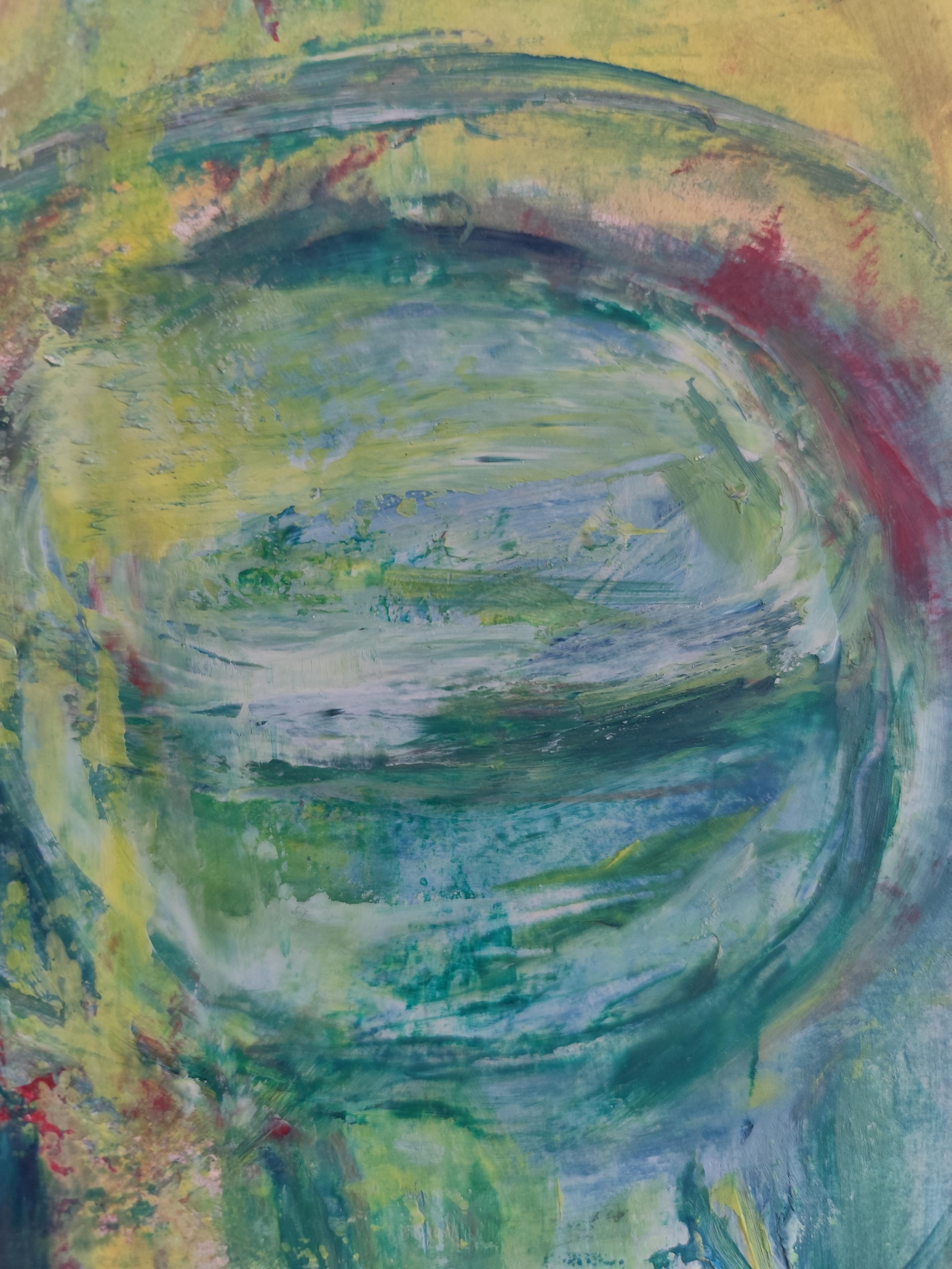 Pittura ad olio su carta di natura morta astratta impressionista ed espressiva 
