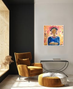 Large expressive acrylic portrait woman canvas "Finding strength in Frida"