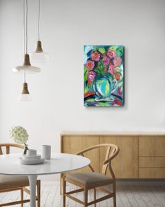 Contemporary abstract expressionist floral painting canvas "Floral Expression"