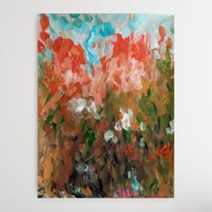 Contemporary abstract expressionist floral painting on paper "Floral Radiance"