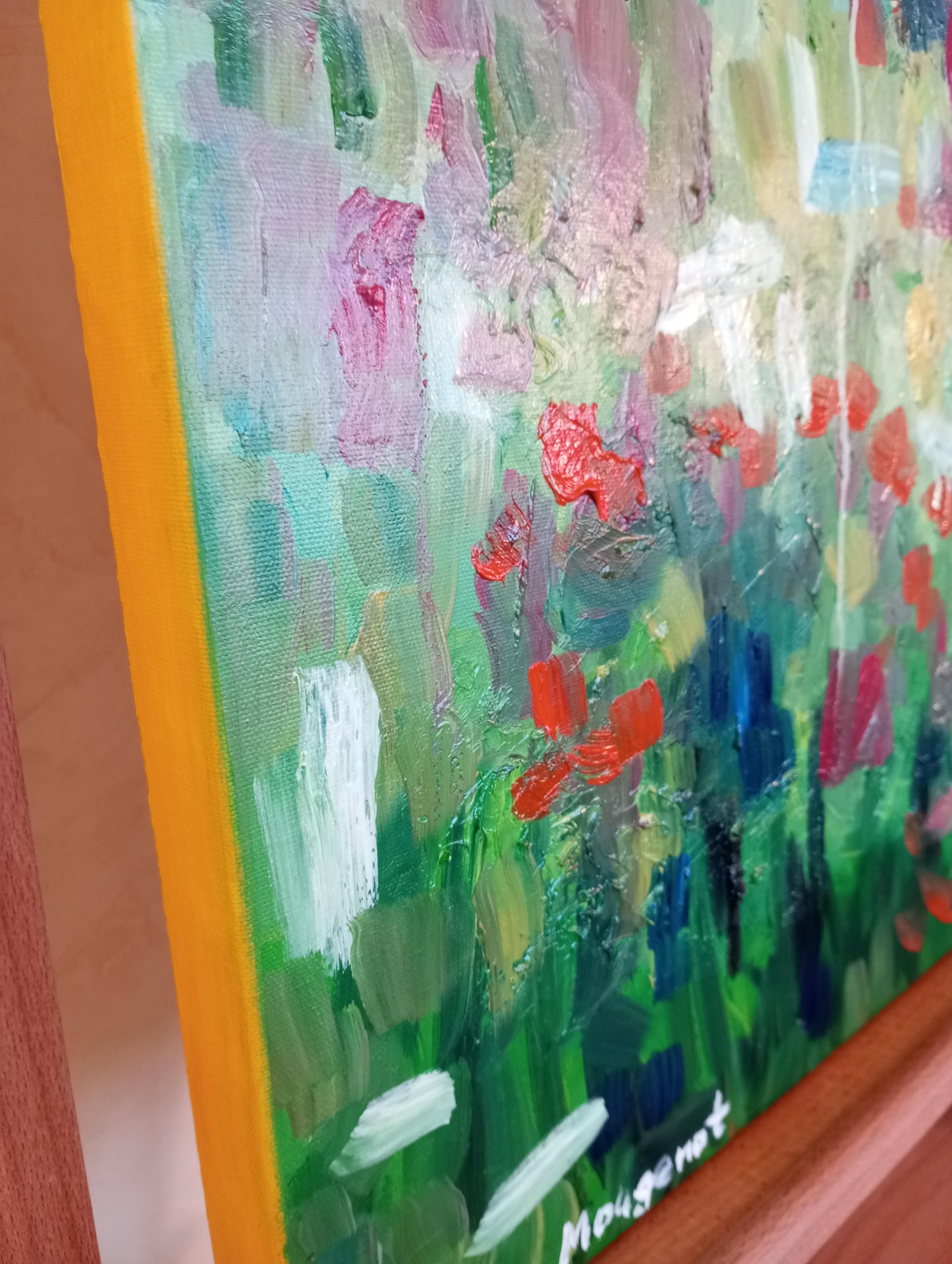 Peinture à l'huile contemporaine abstraite florale expressive sur toile 