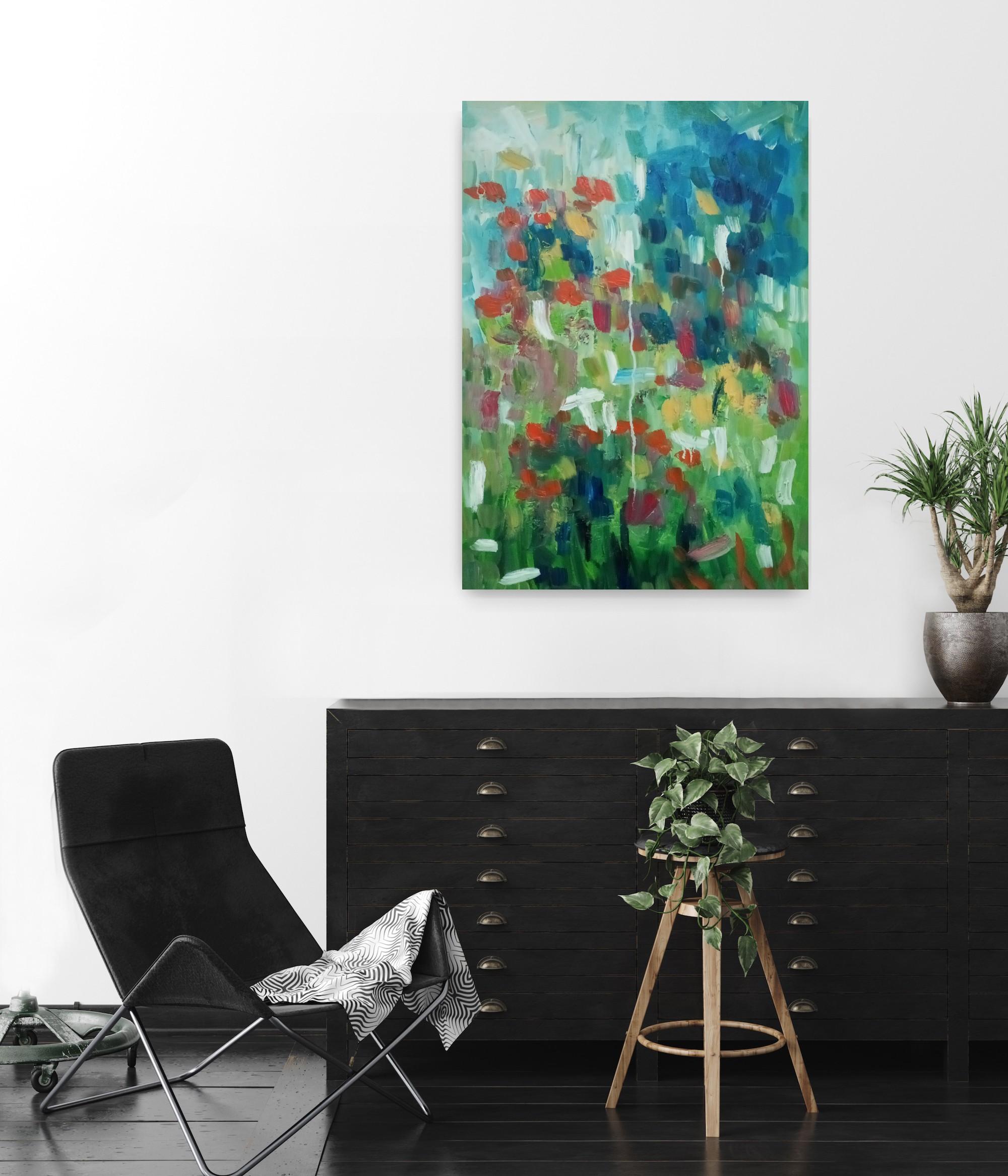 This oil painting makes part of my series dedicated to the scenes of a summer period.

This abstract vibrant floral painting called 