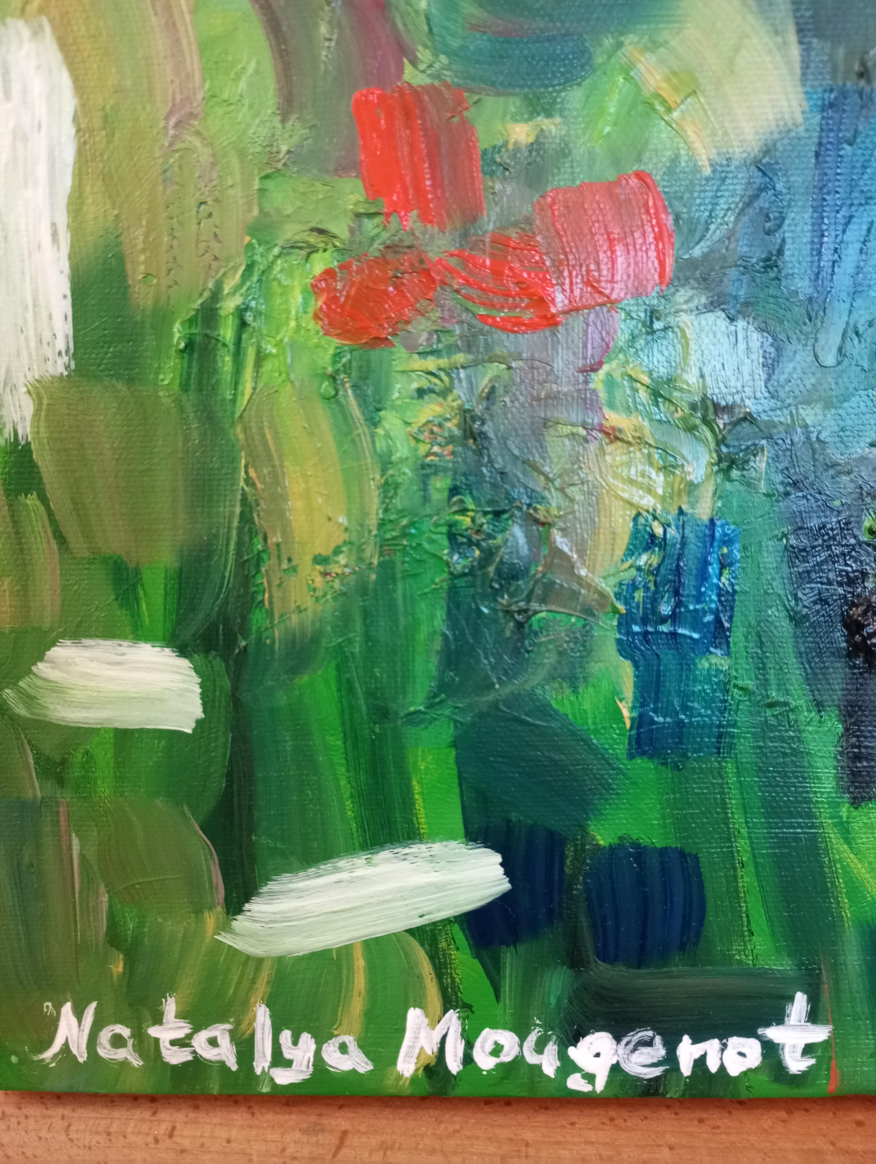 Peinture à l'huile contemporaine abstraite florale expressive sur toile 