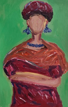 "Frida con una collana blu e orecchini blu" ( ritratto di Frida Kahlo)