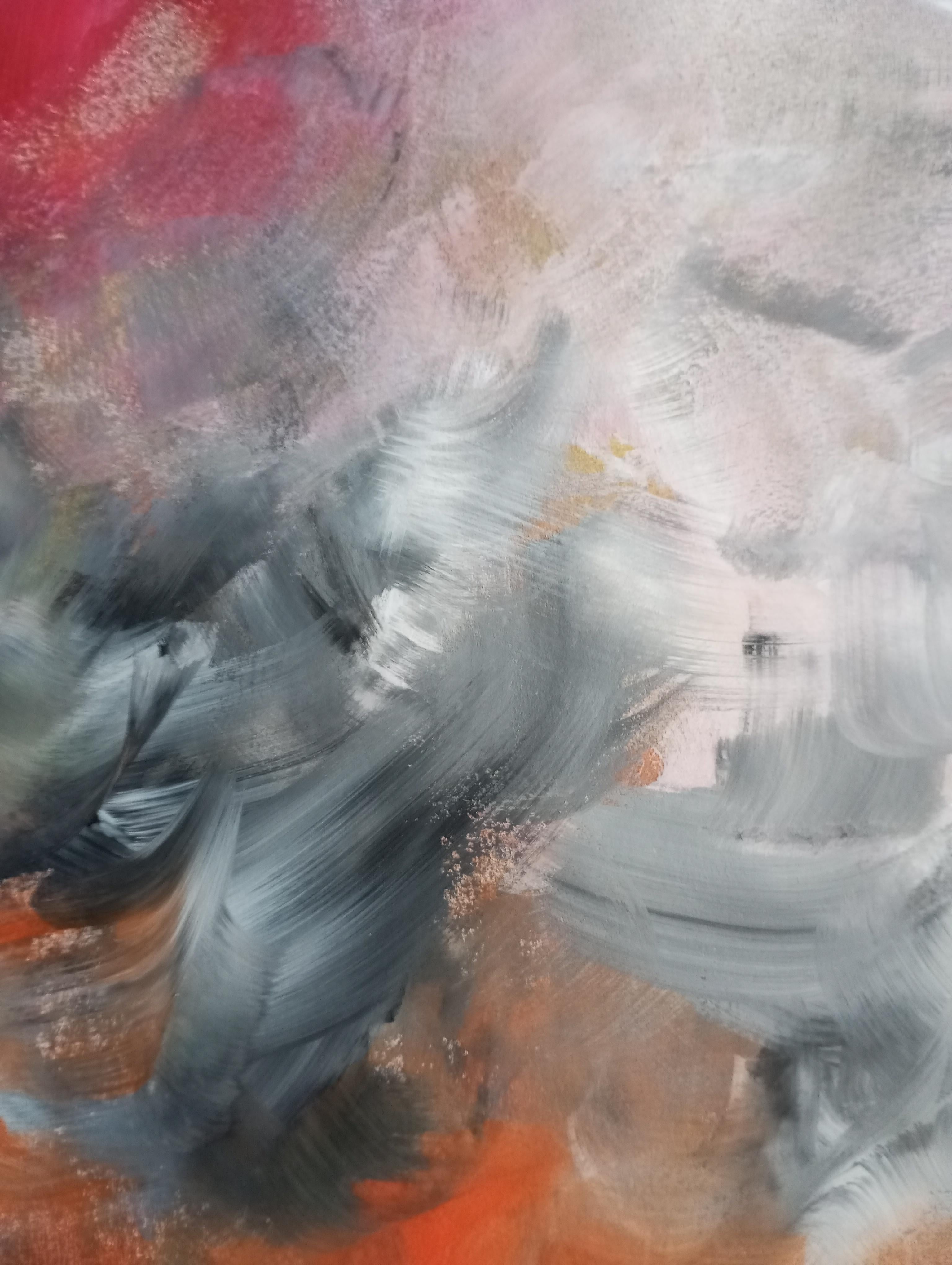 Pintura acrílica expresiva abstracta contemporánea de colores sobre papel 