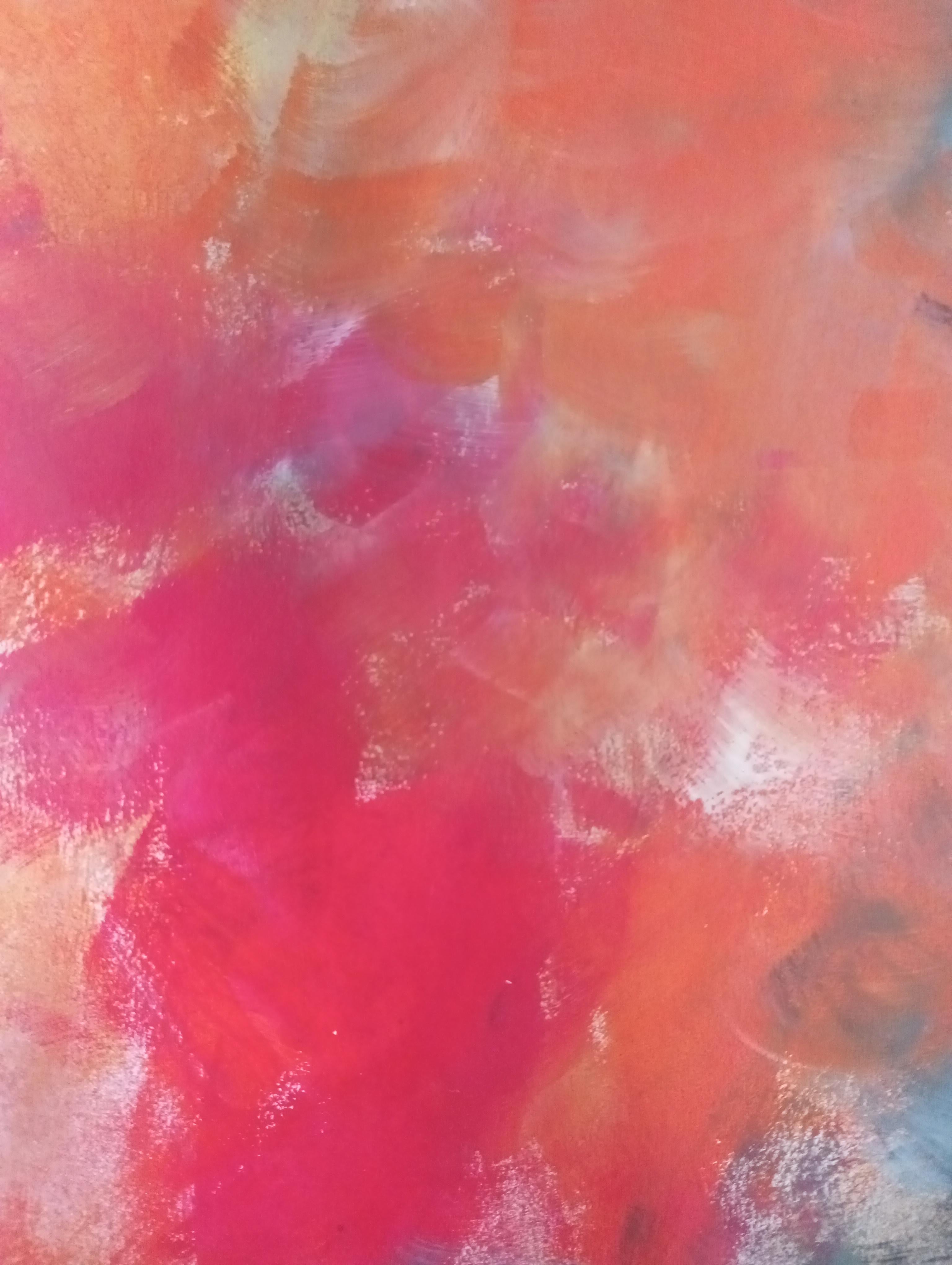 Pintura acrílica expresiva abstracta contemporánea de colores sobre papel 