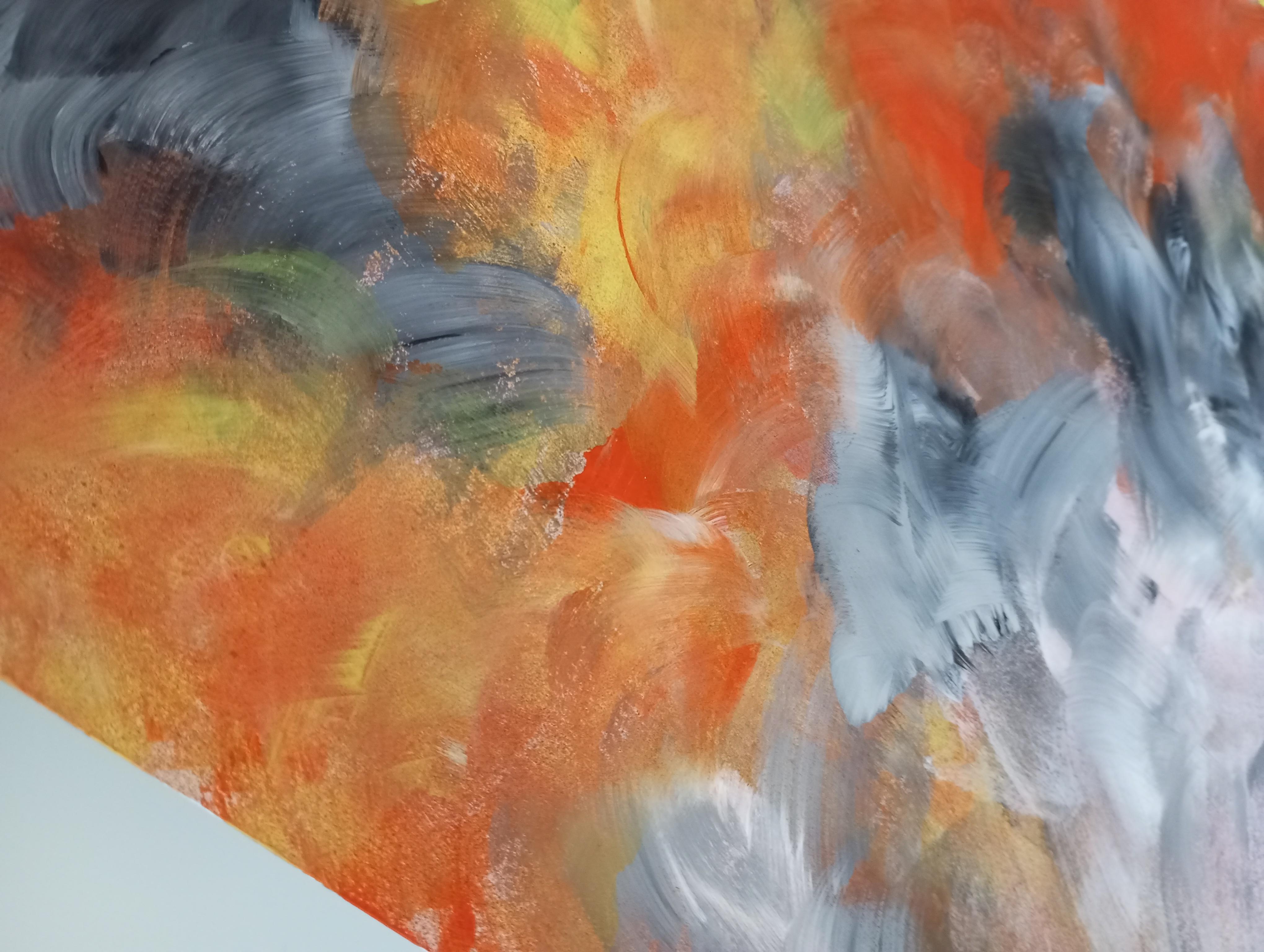 Pintura acrílica expresiva abstracta contemporánea de colores sobre papel 