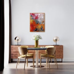 Contemporary abstract colorful expressive acrylic painting on paper "Fusion"