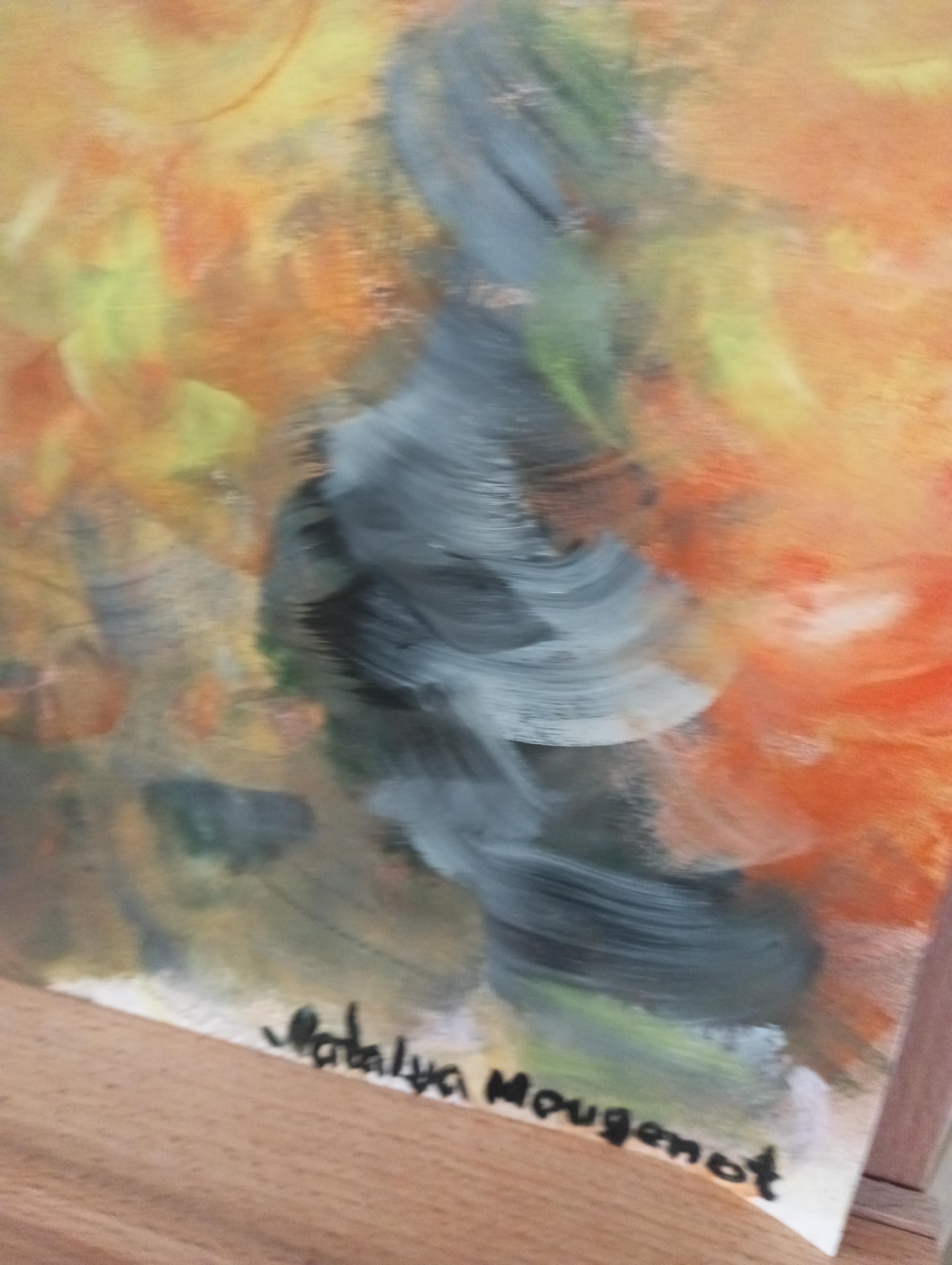 Pintura acrílica expresiva abstracta contemporánea de colores sobre papel 