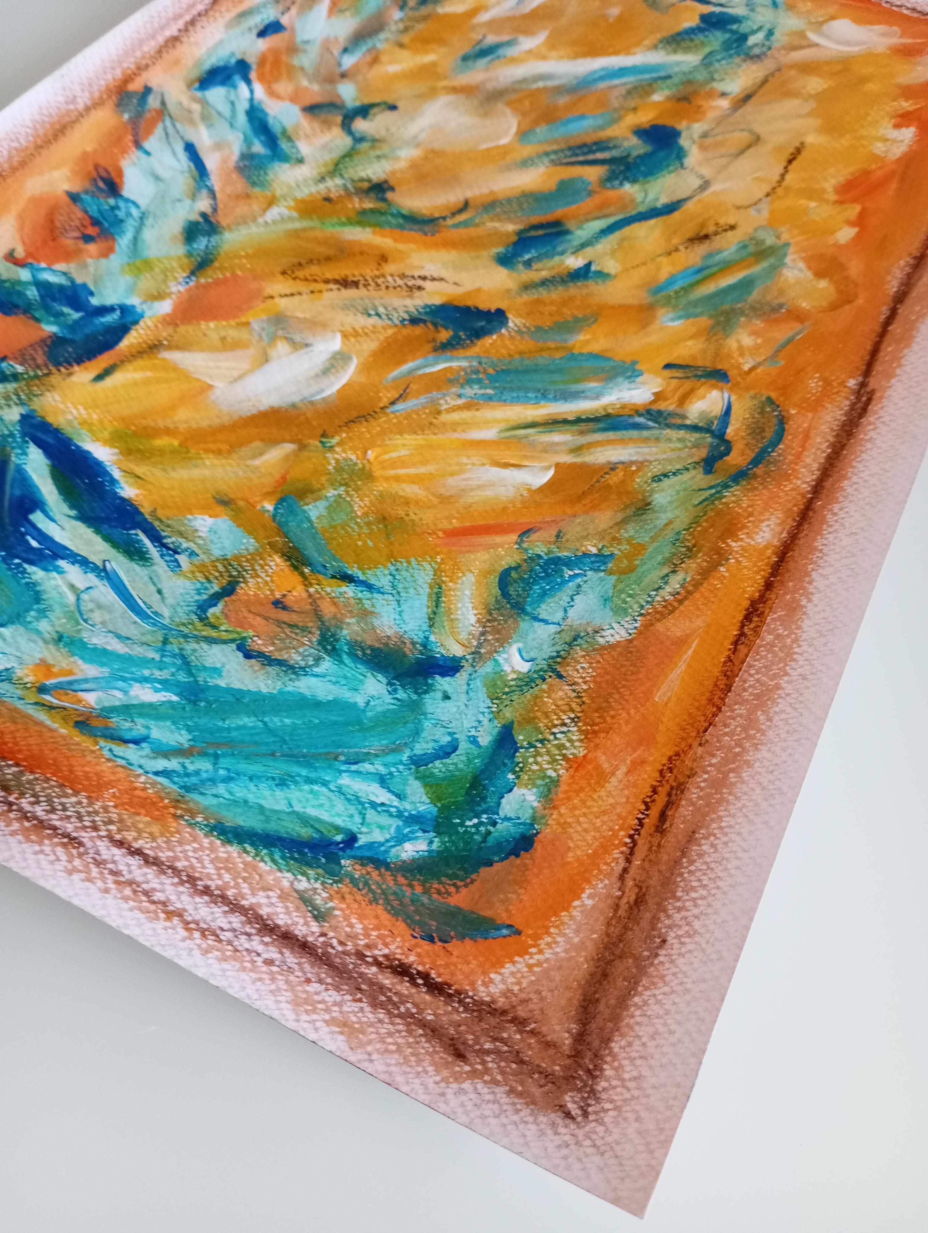 Contemporary original expressive vibrant art acrylic painting on paper -  