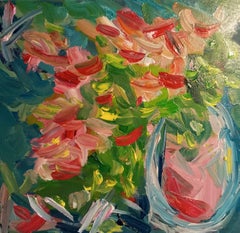 "Precioso día de verano" (ramo de flores impresionista al óleo sobre cartón)