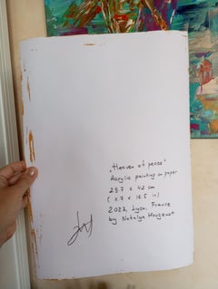 Contemporary expressive vibrant art acrylic painting on paper -"Heaven of peace"