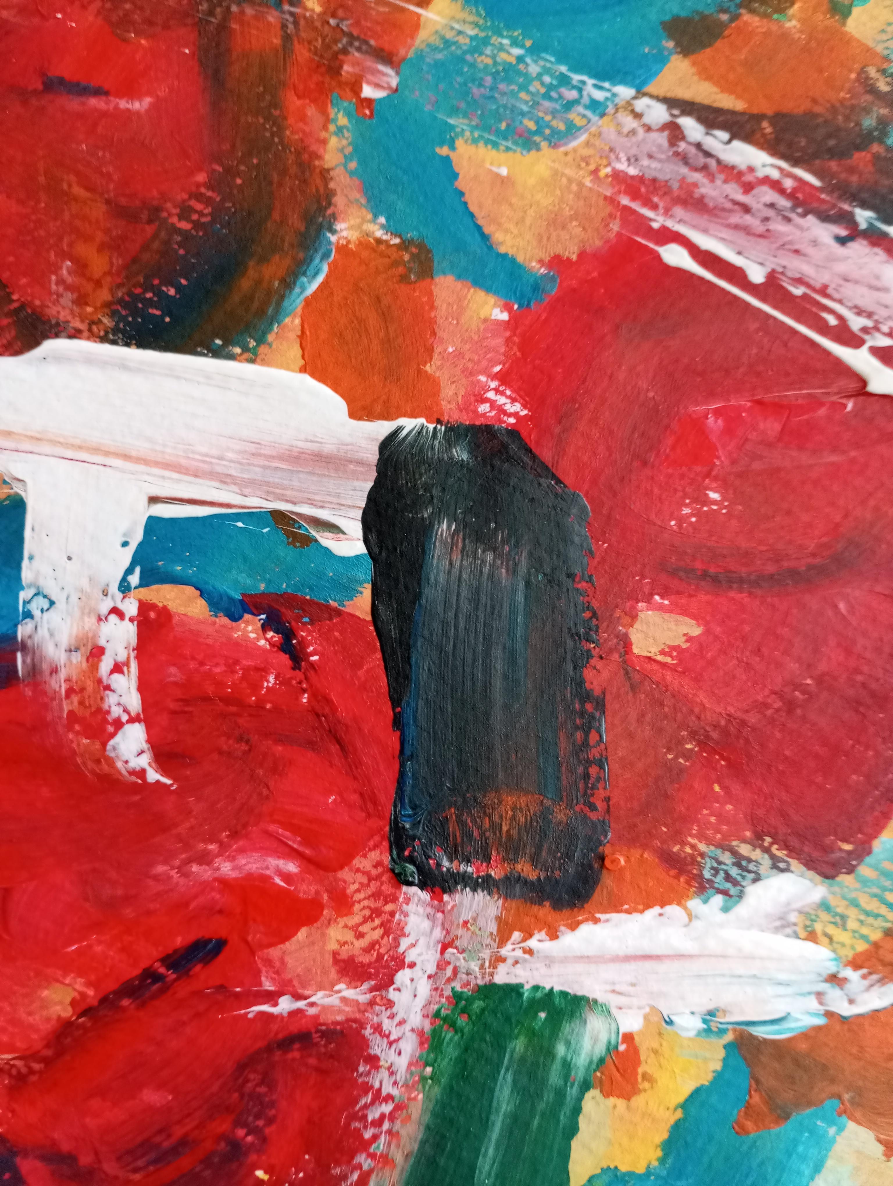 Pintura acrílica sobre papel de arte vibrante expresivo contemporáneo - 