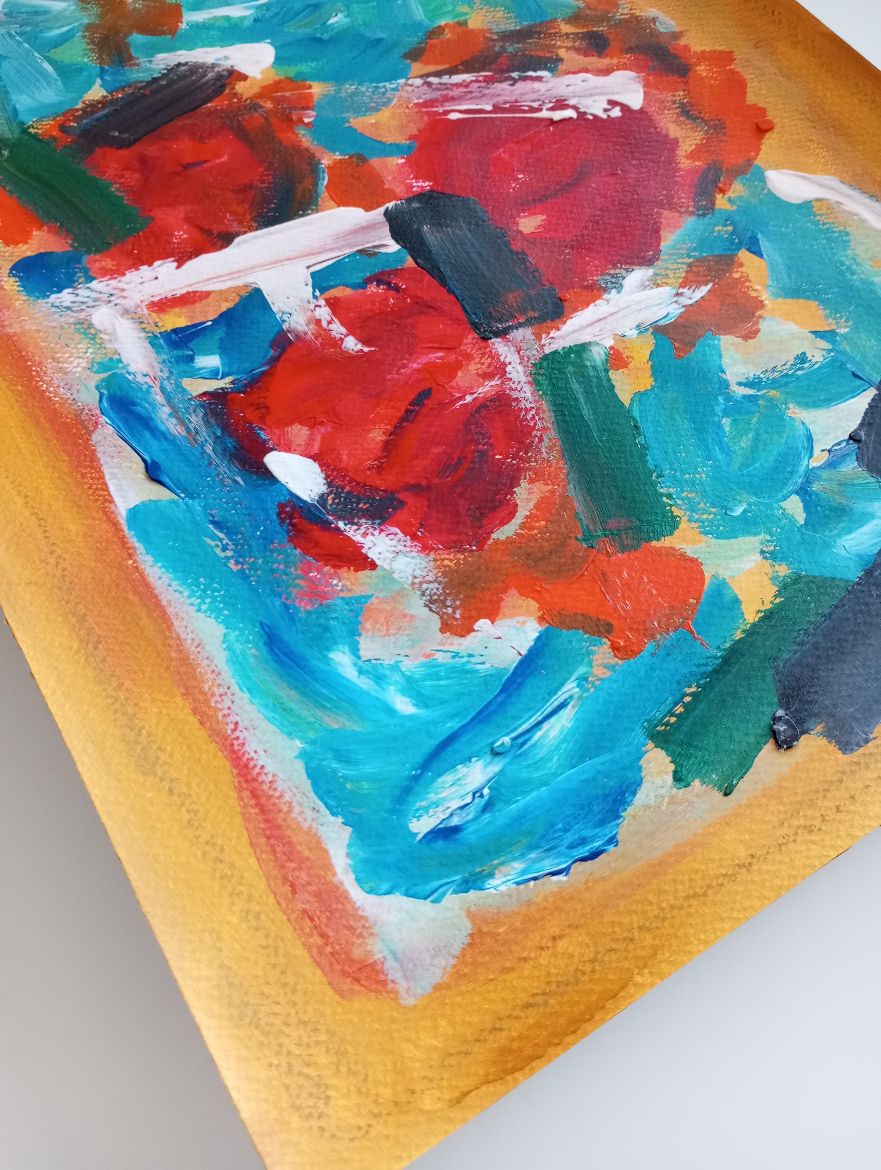Pintura acrílica sobre papel de arte vibrante expresivo contemporáneo - 