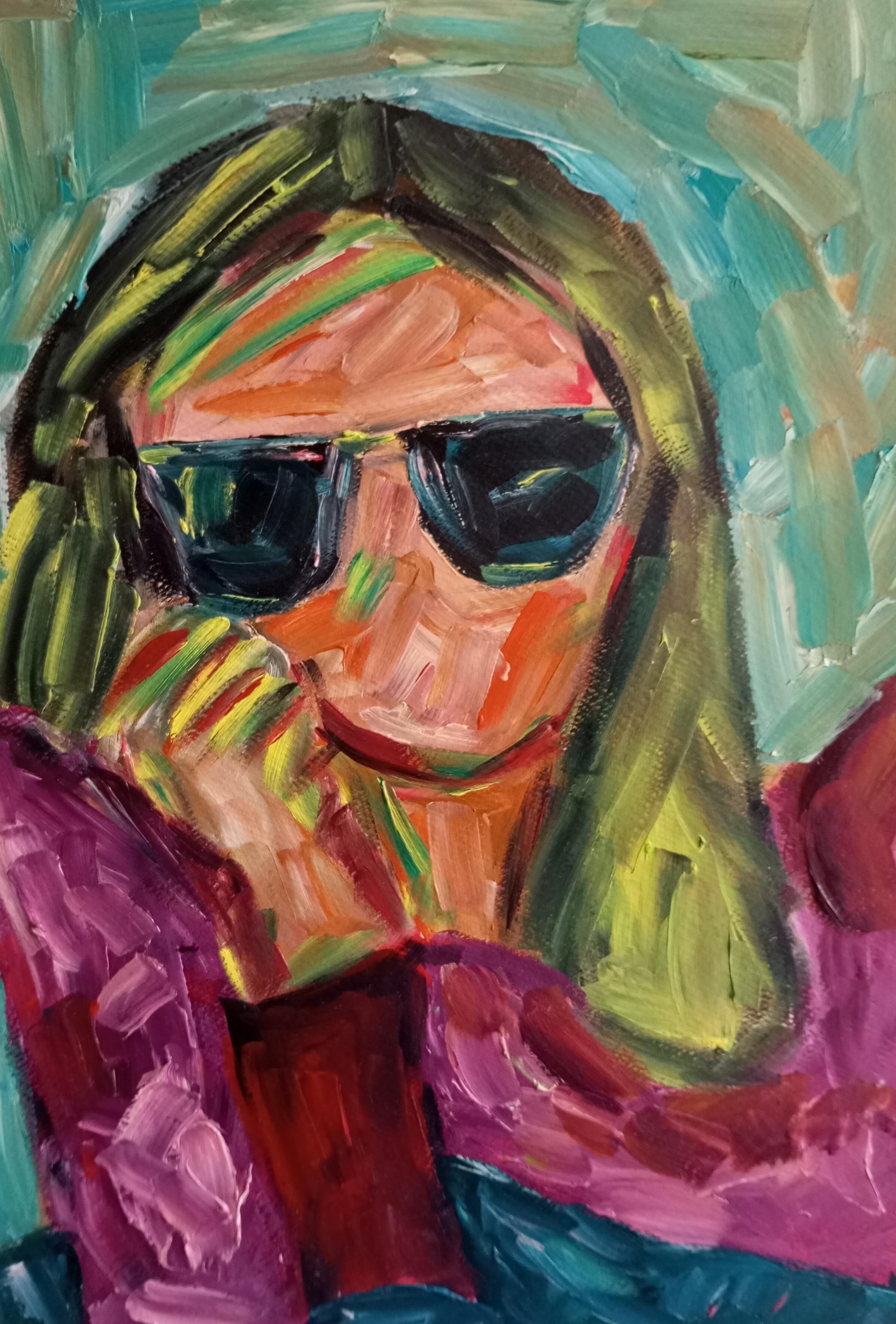 Portrait Painting di Natalya Mougenot  - "Nascondere chi sono".