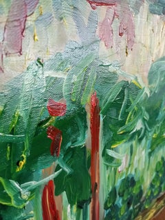 "Heißer Sommer" (Contemporary nature landsacpe impressionist oi piece on cavas)